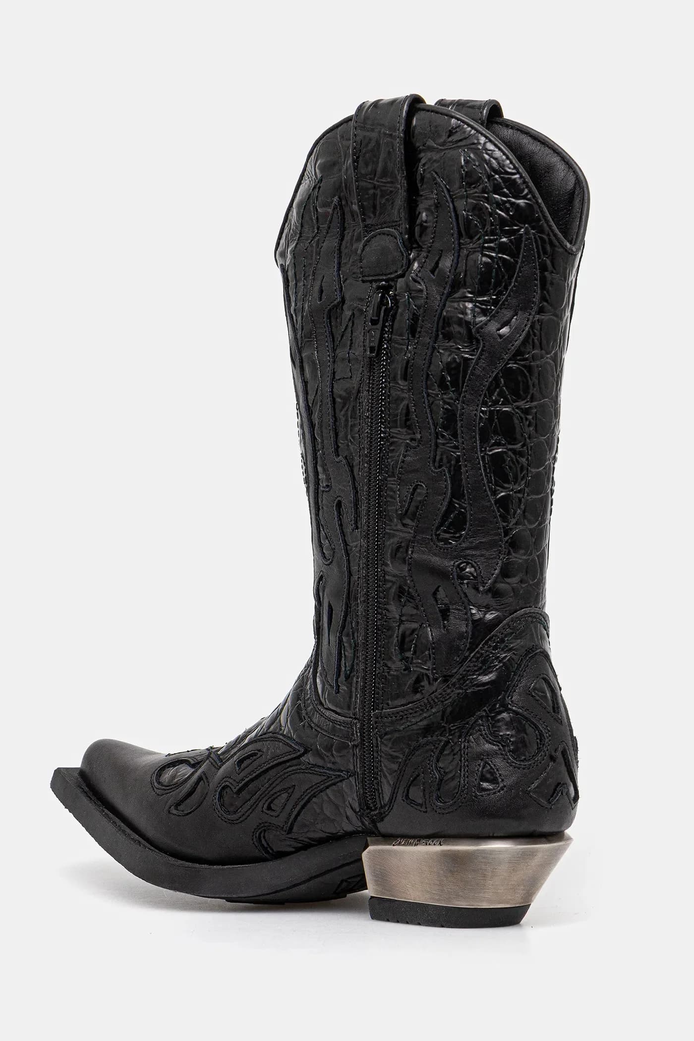 Кожаные ковбойские сапоги Nomada Y Firence Negro, West Negro-Acero T.Acero - фото 3