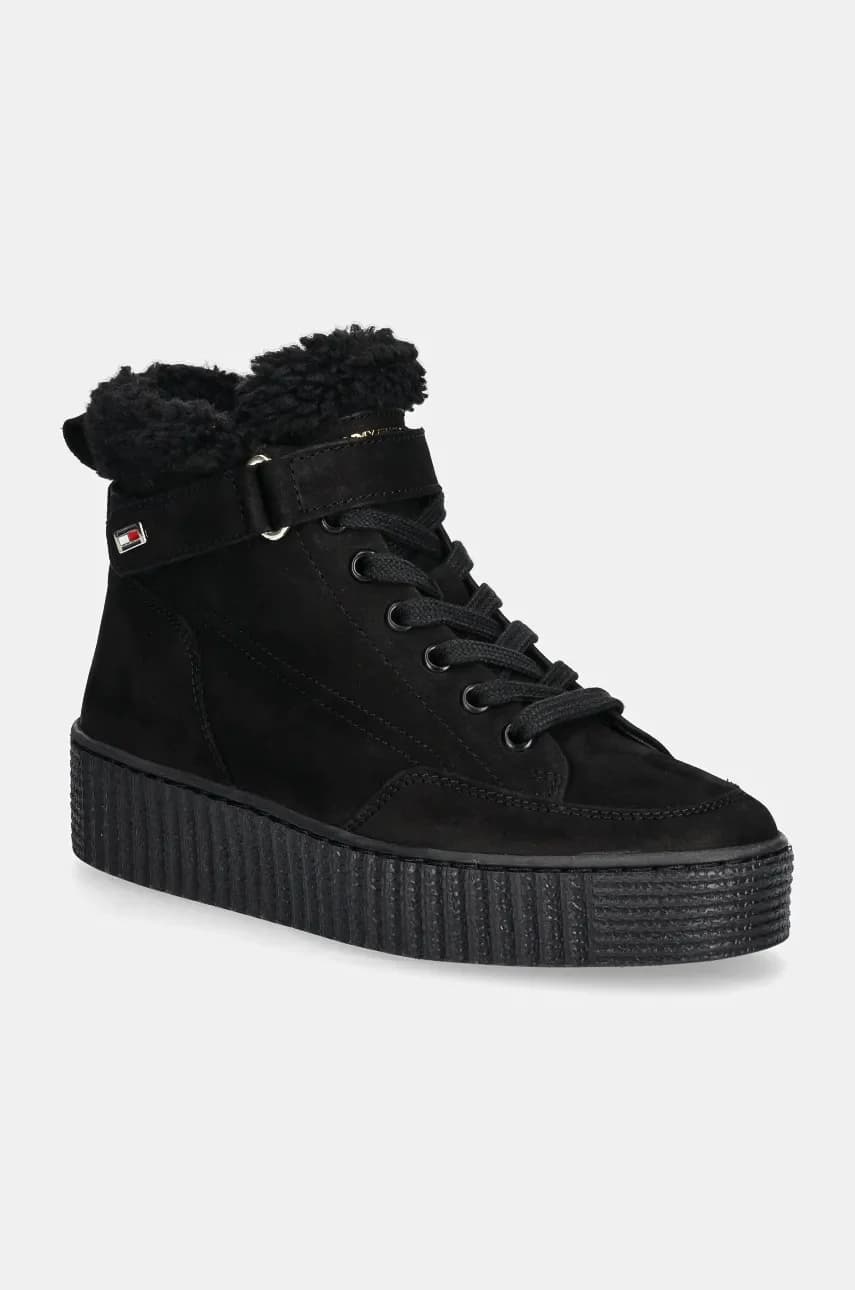 Замшевые ботильоны из искусственного меха НУБУК LOW со шнуровкой