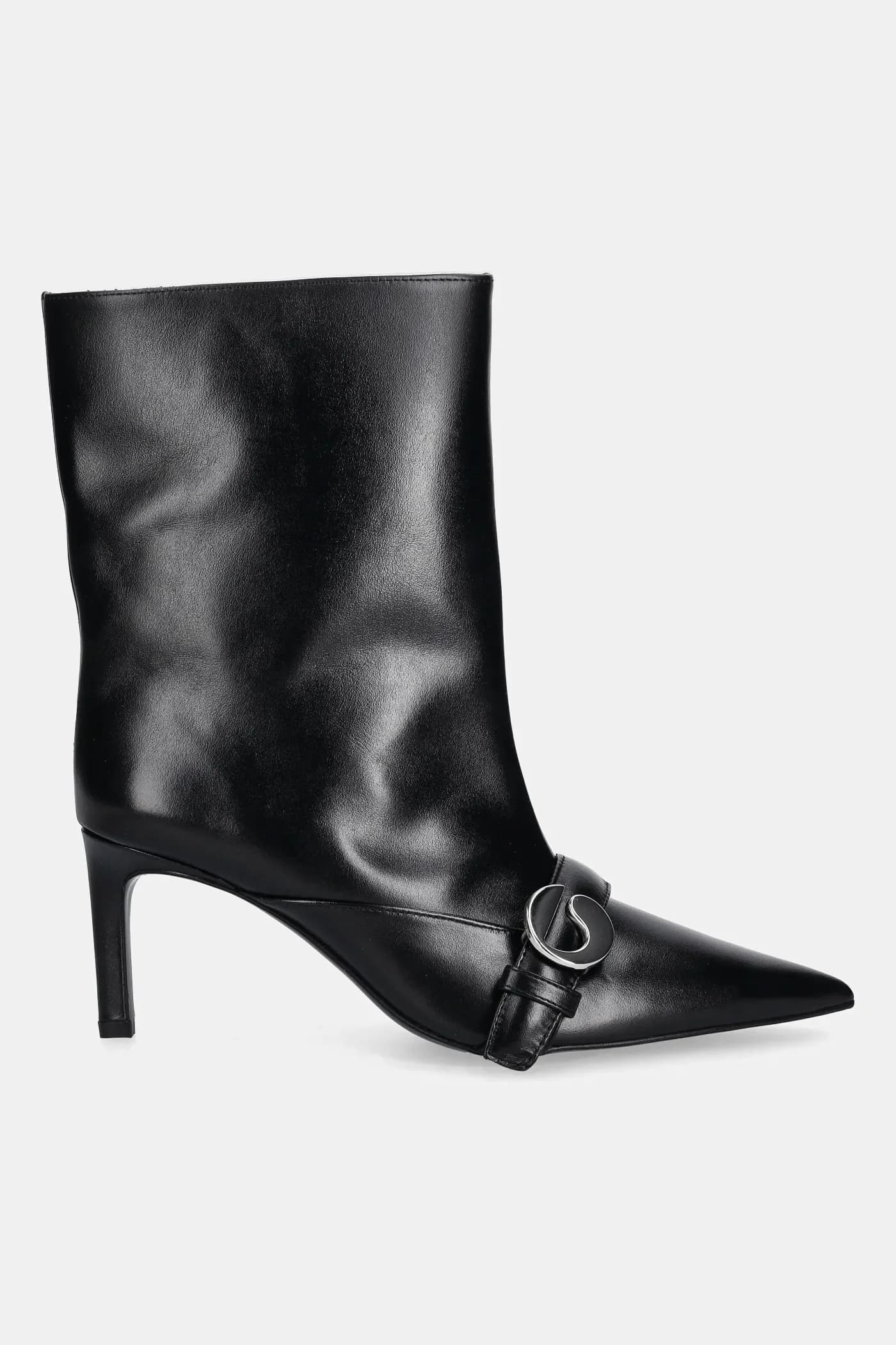 Кожаные ботинки на каблуке с ремнем по щиколотку - фото 2