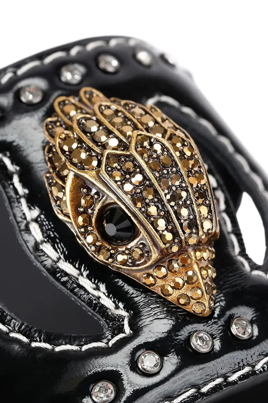 Плоские кожаные шлепанцы с заклепками Eagle и вырезами - фото 4