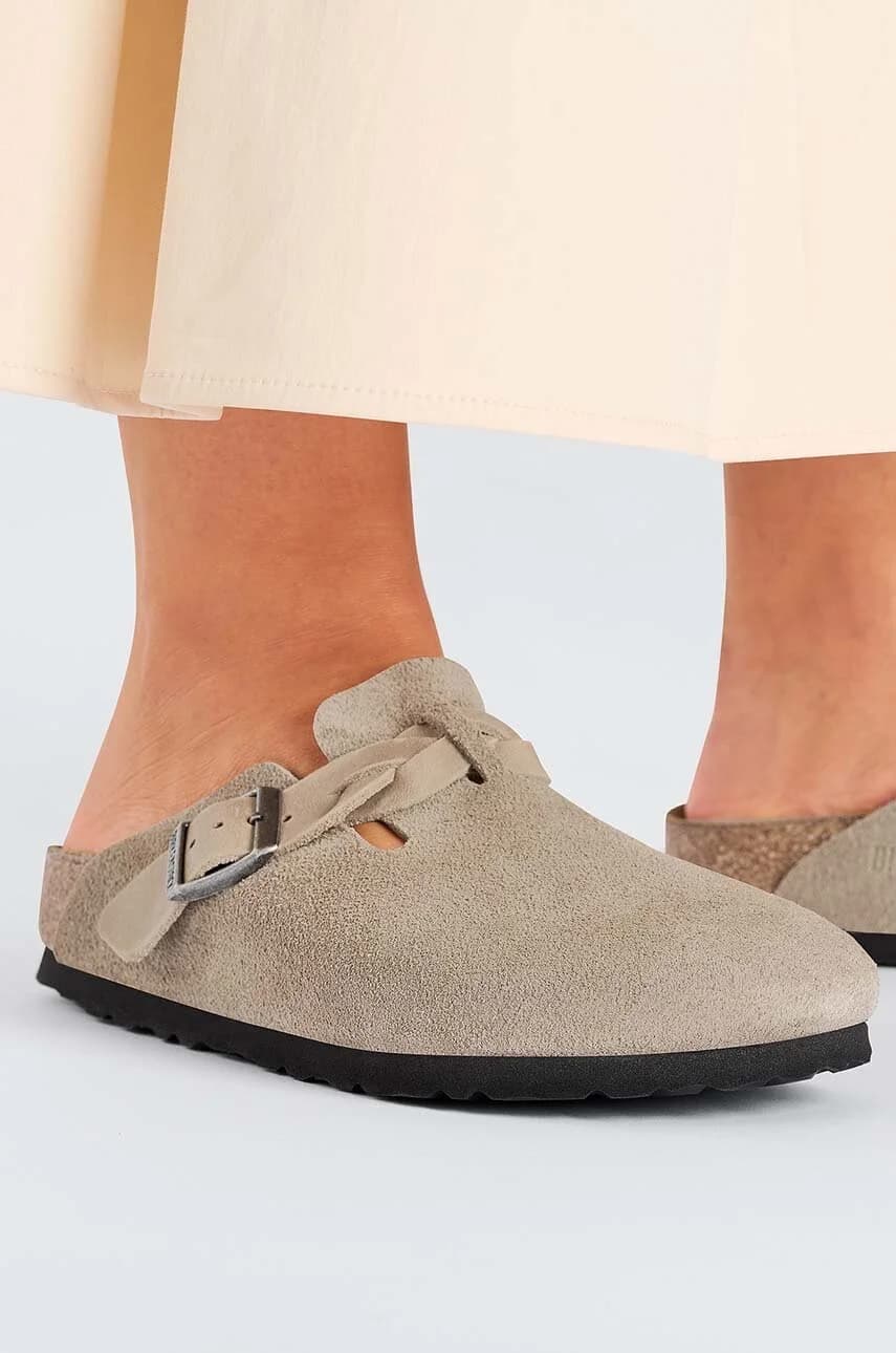 замшевые шлепанцы Boston с плетеной отделкой - фото 7