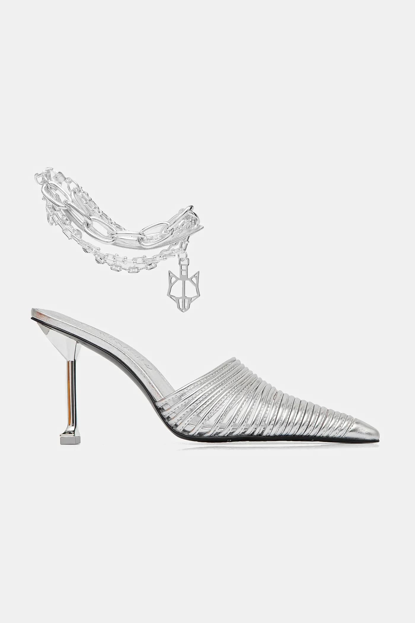 Шлепанцы из хромированной кожи - фото 2