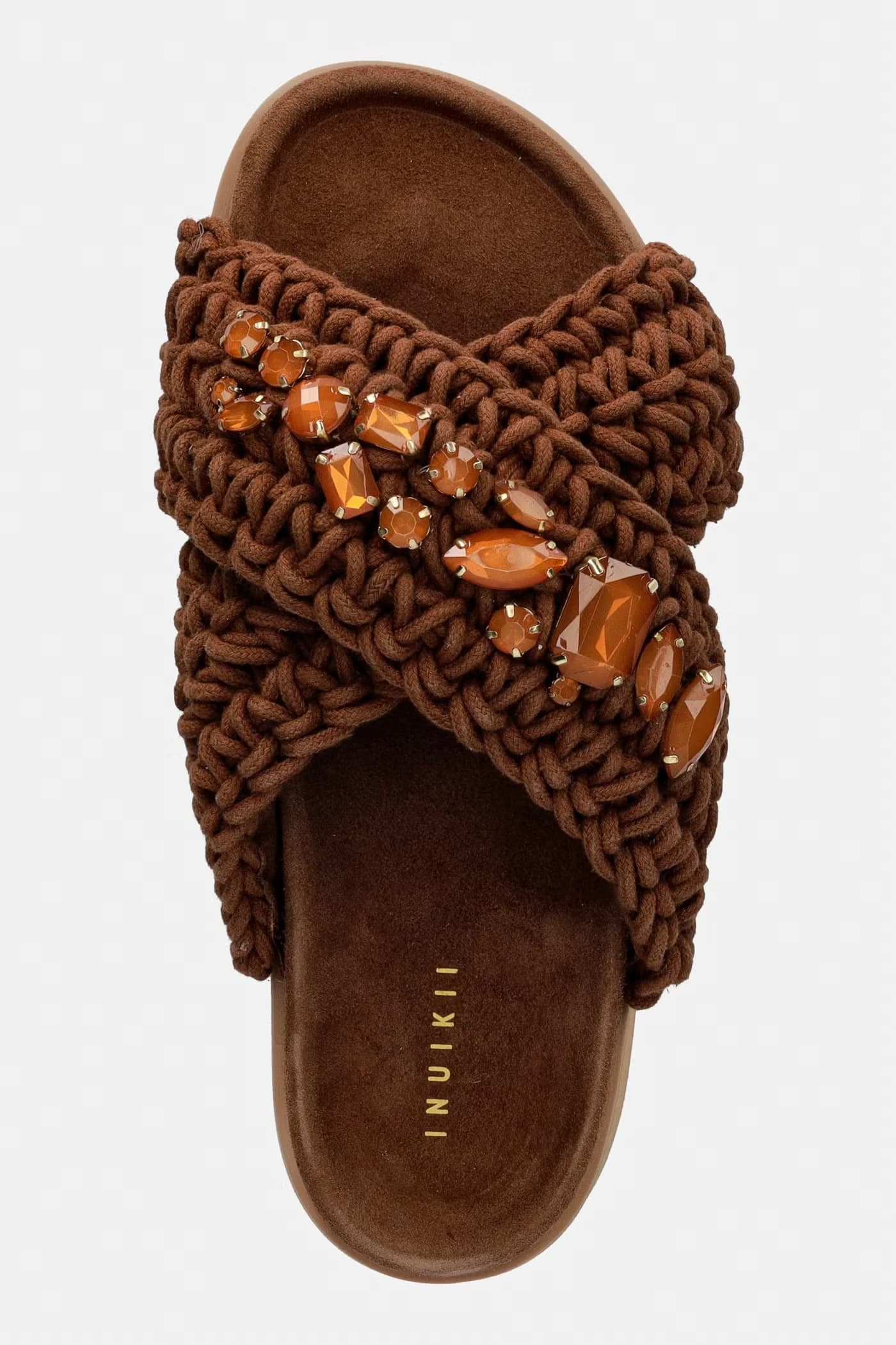 шлепанцы на платформе с плетеными камнями - фото 4