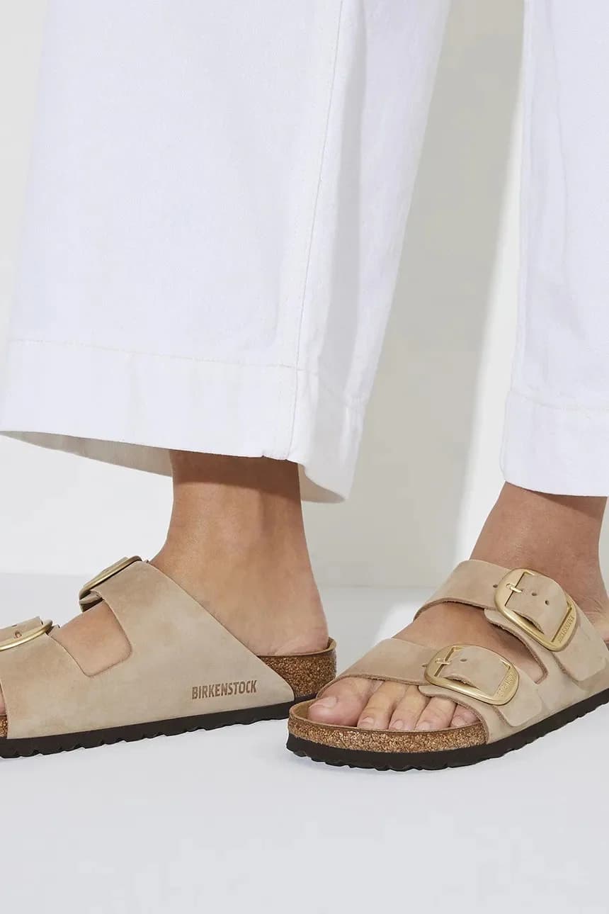 шлепанцы Arizona из нубука с большой пряжкой - фото 8