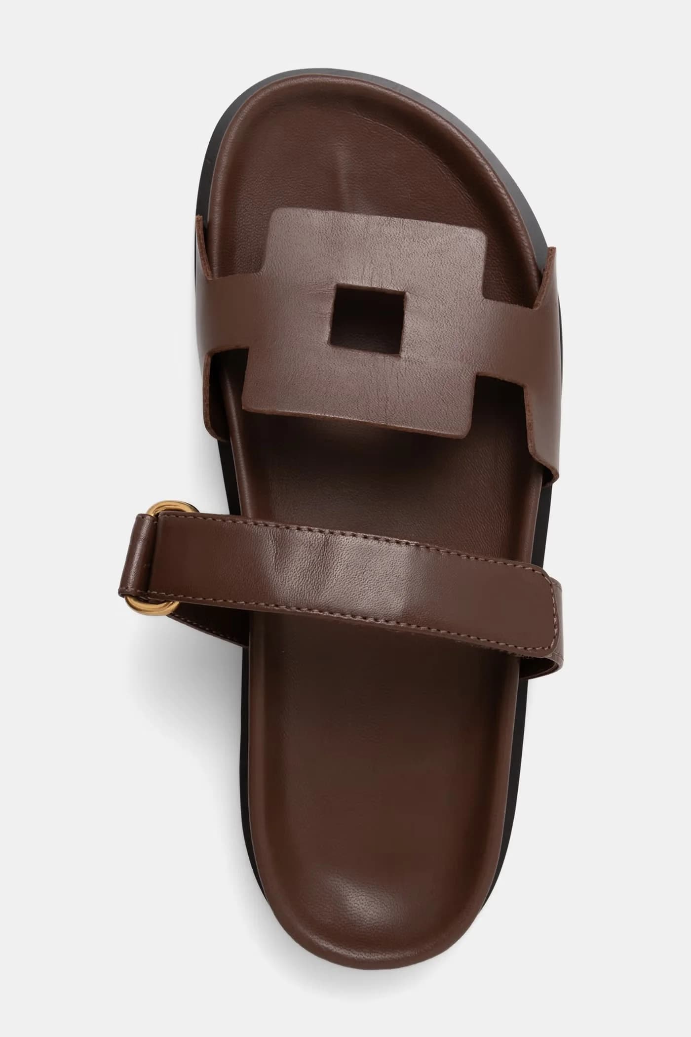 Женские кожаные шлепанцы на плоской подошве - фото 4