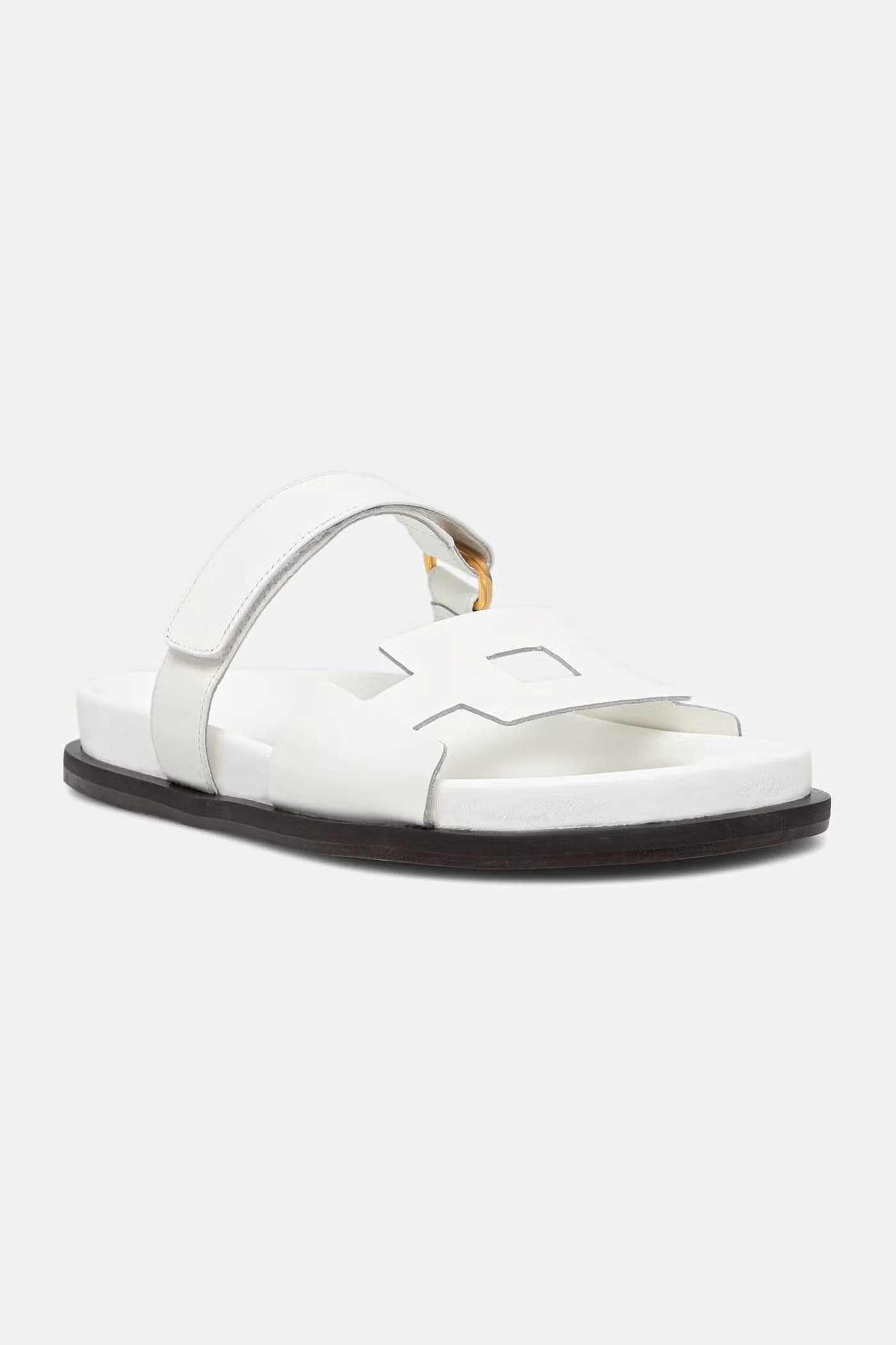 Женские кожаные шлепанцы на плоской подошве - фото 2