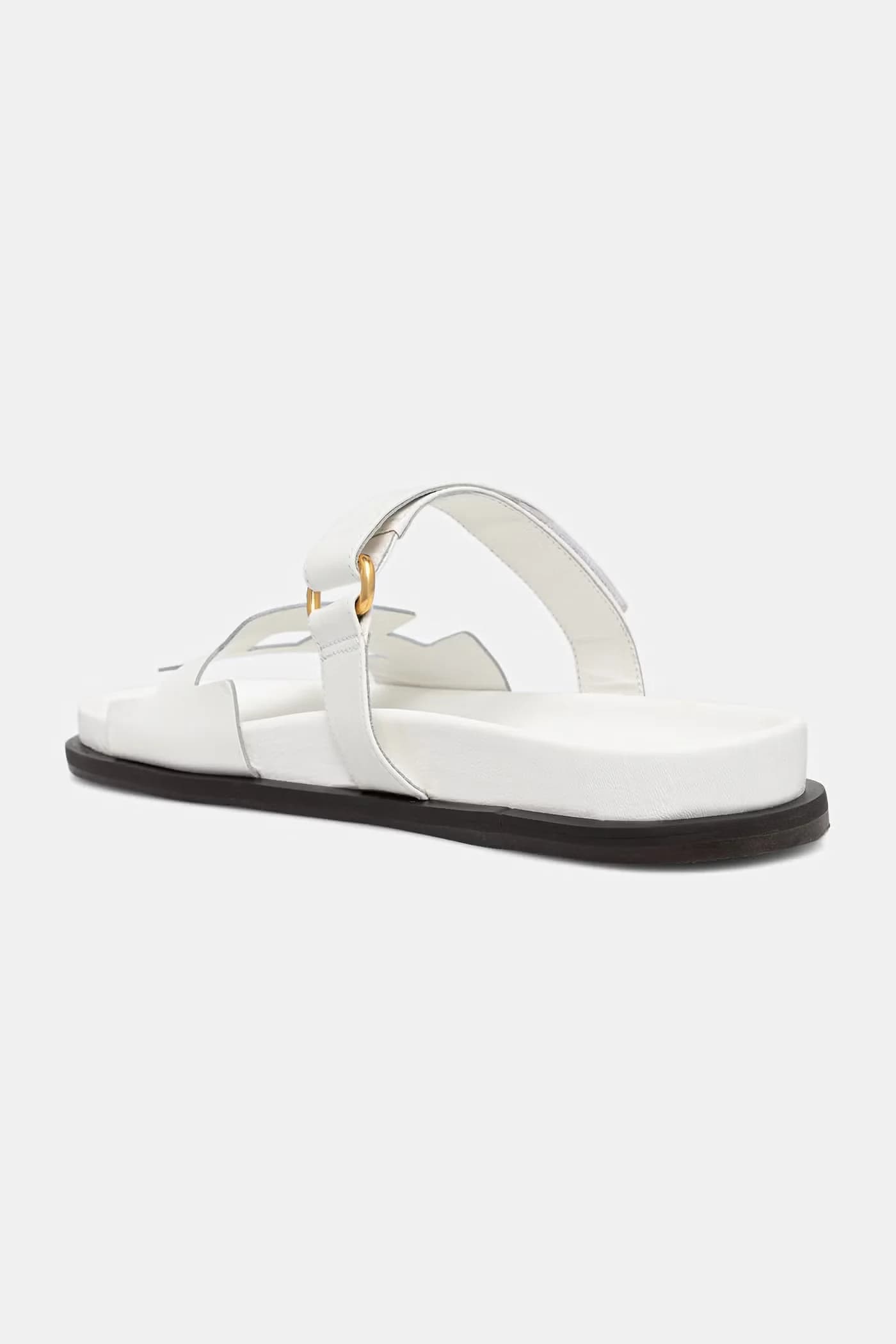 Женские кожаные шлепанцы на плоской подошве - фото 3