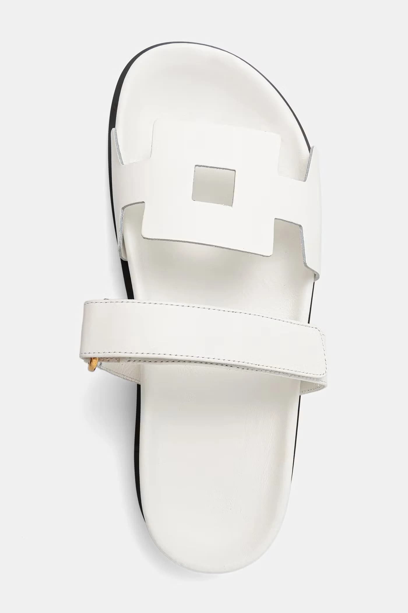 Женские кожаные шлепанцы на плоской подошве - фото 4