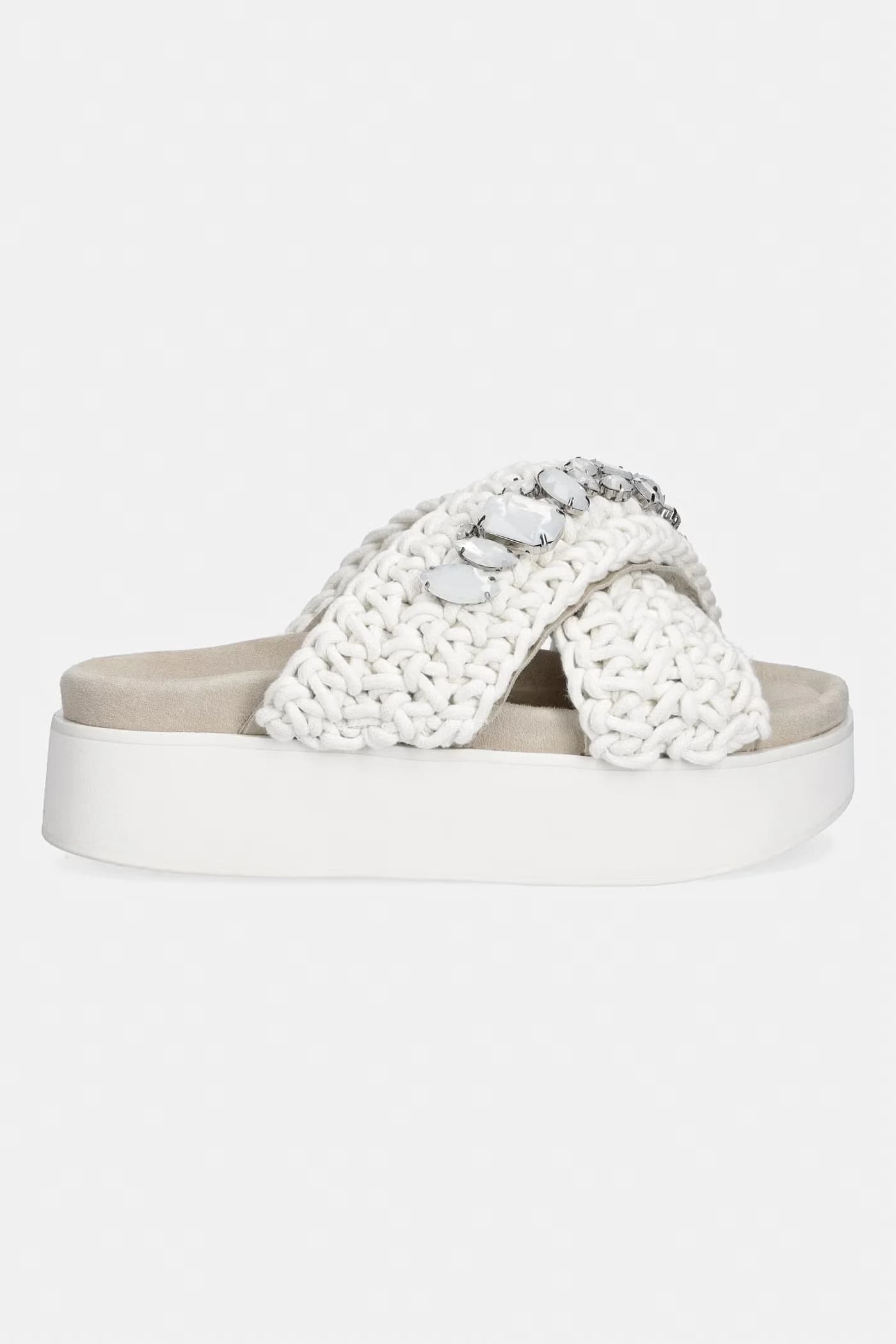 Женские шлепанцы на платформе с плетеными камнями - фото 2