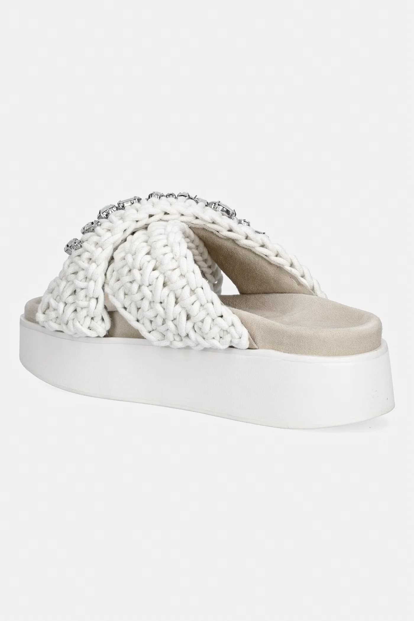 Женские шлепанцы на платформе с плетеными камнями - фото 3