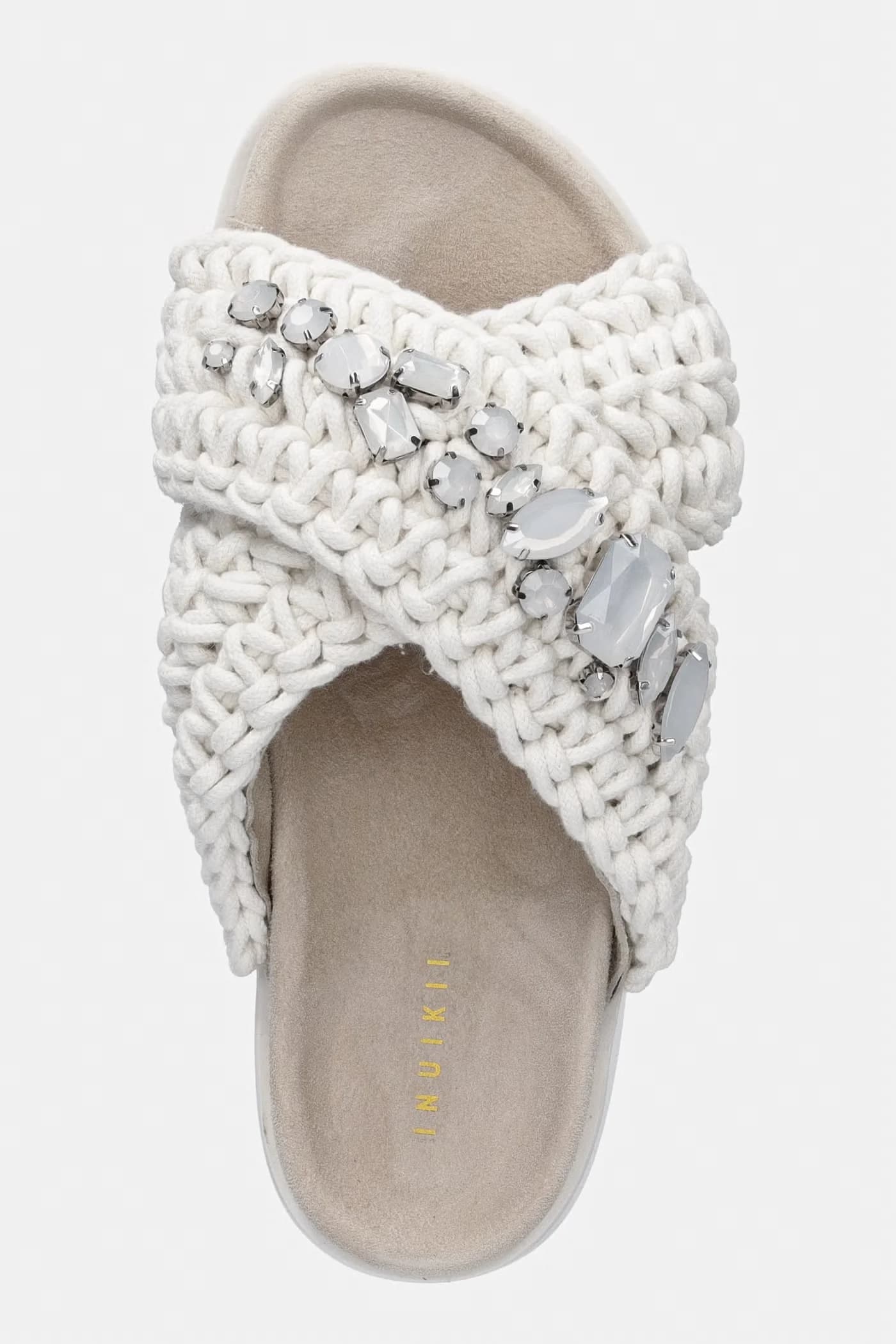 Женские шлепанцы на платформе с плетеными камнями - фото 4