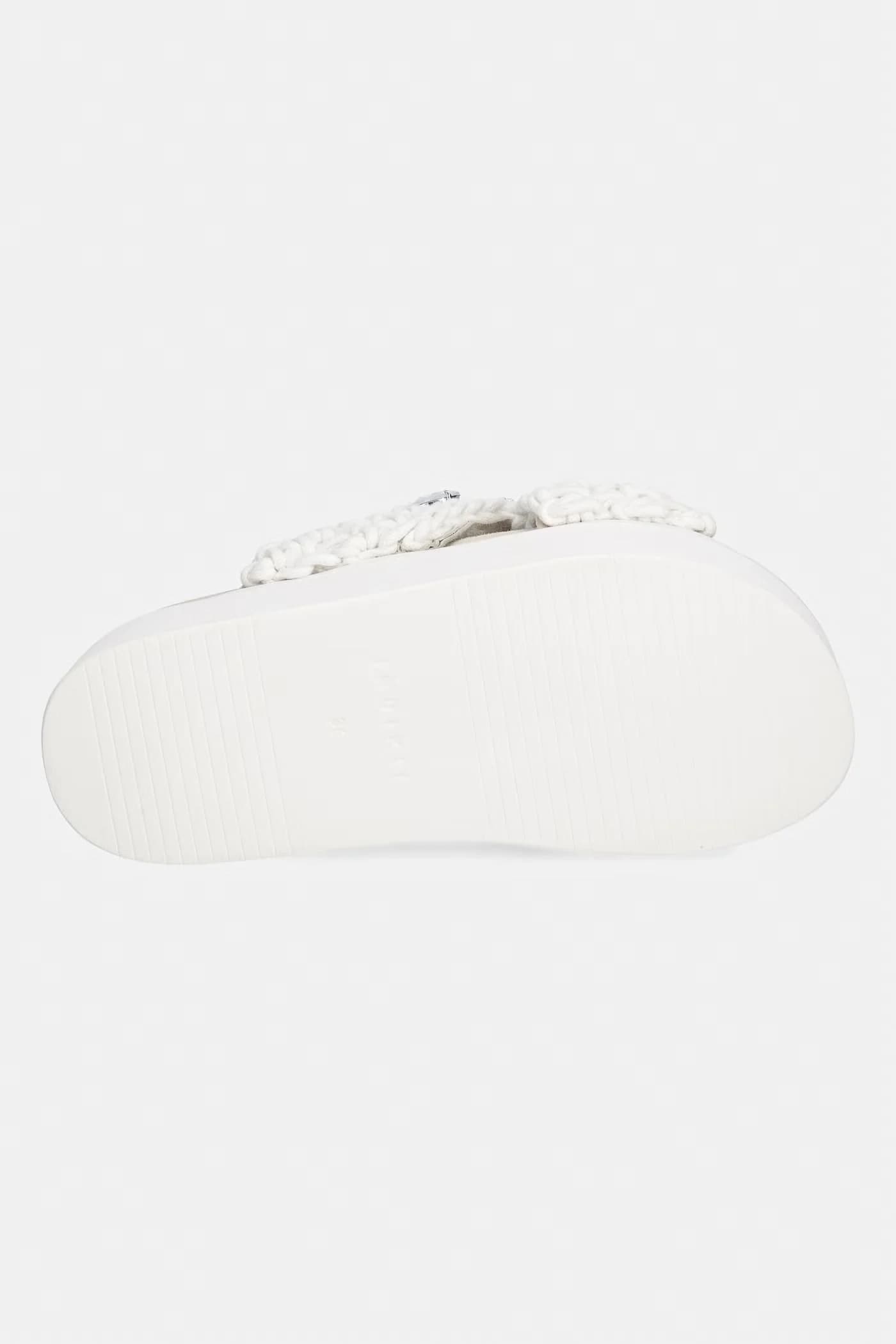 Женские шлепанцы на платформе с плетеными камнями - фото 5