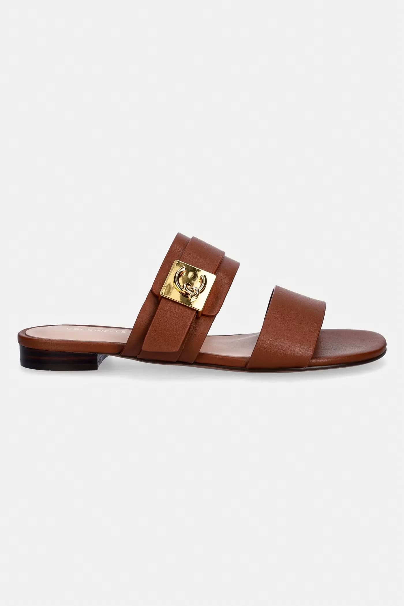 Женские кожаные шлепанцы на плоской подошве - фото 2