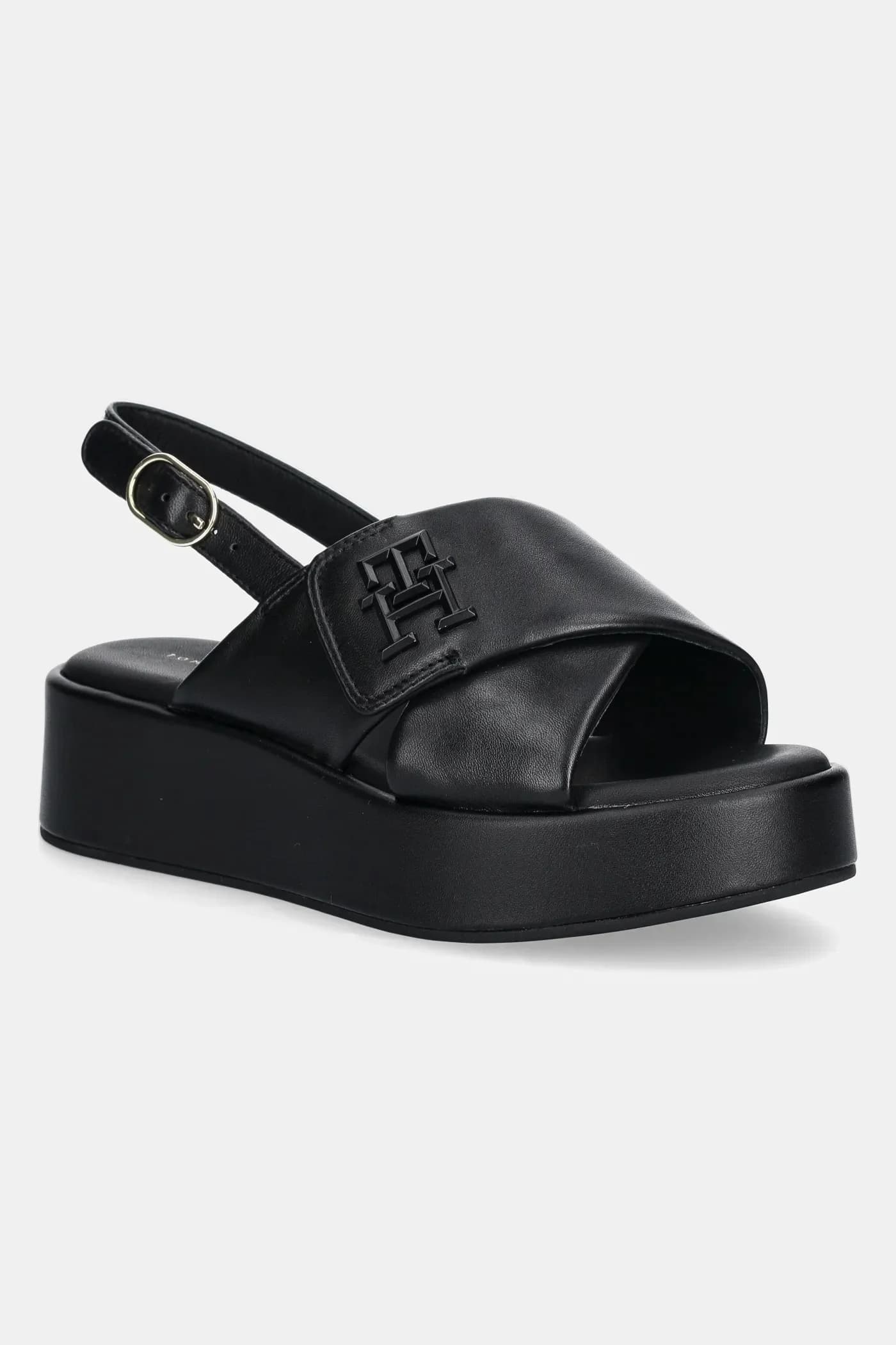TH LOGO HW PADDED LEATHER SANDAL кожаные сандалии