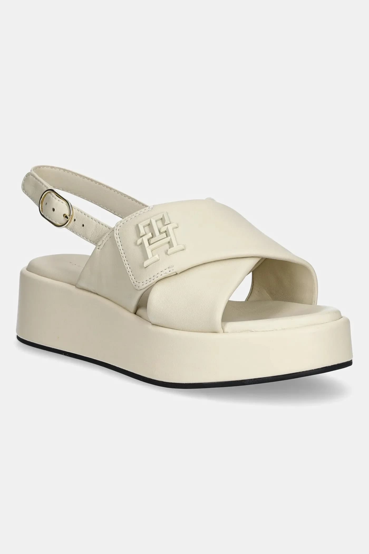 TH LOGO HW PADDED LEATHER SANDAL кожаные сандалии