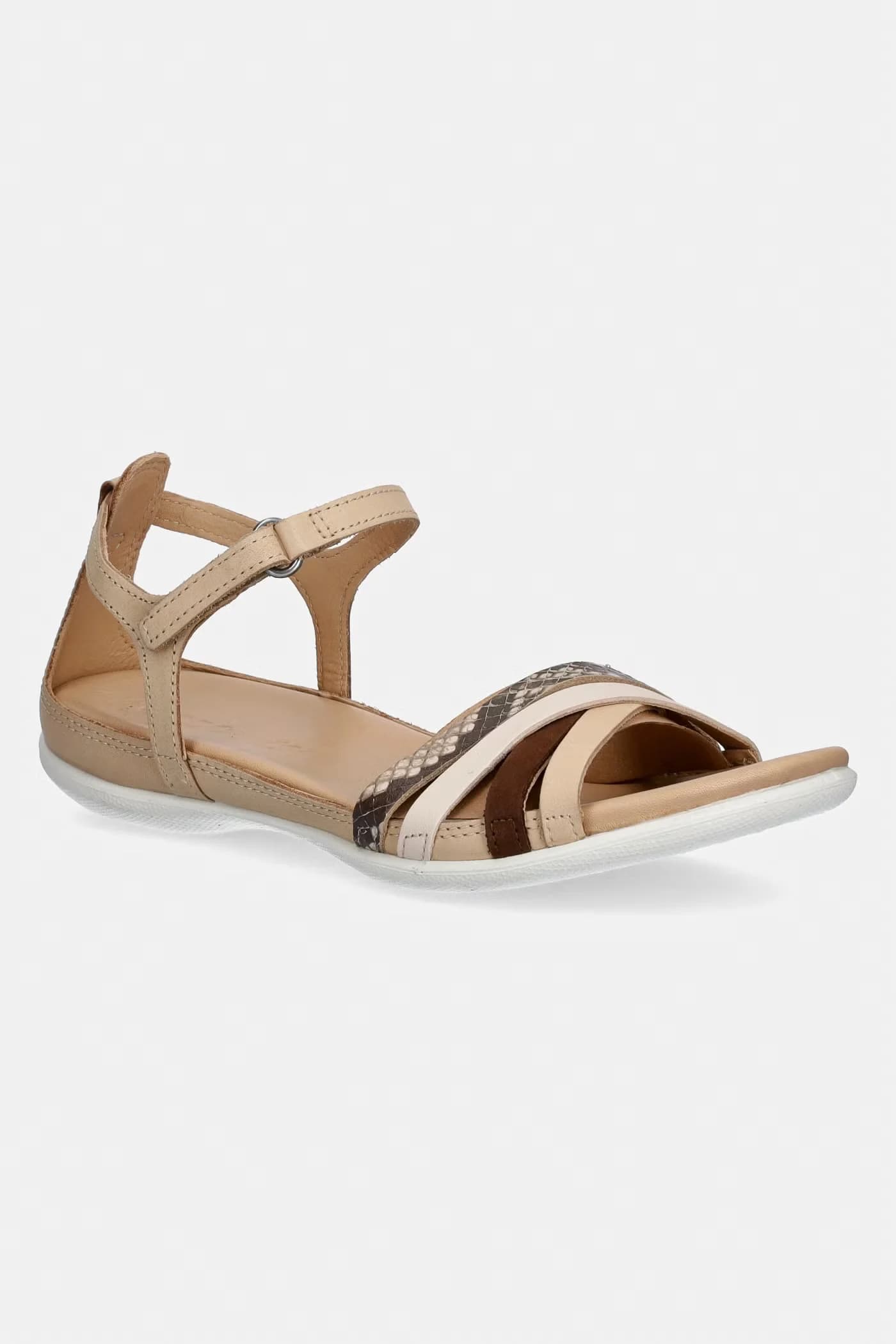 Женские кожаные босоножки Flash на плоском каблуке