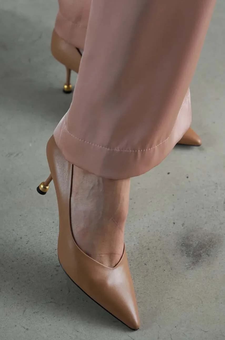 Кожаные туфли Pola на высоком каблуке - фото 5