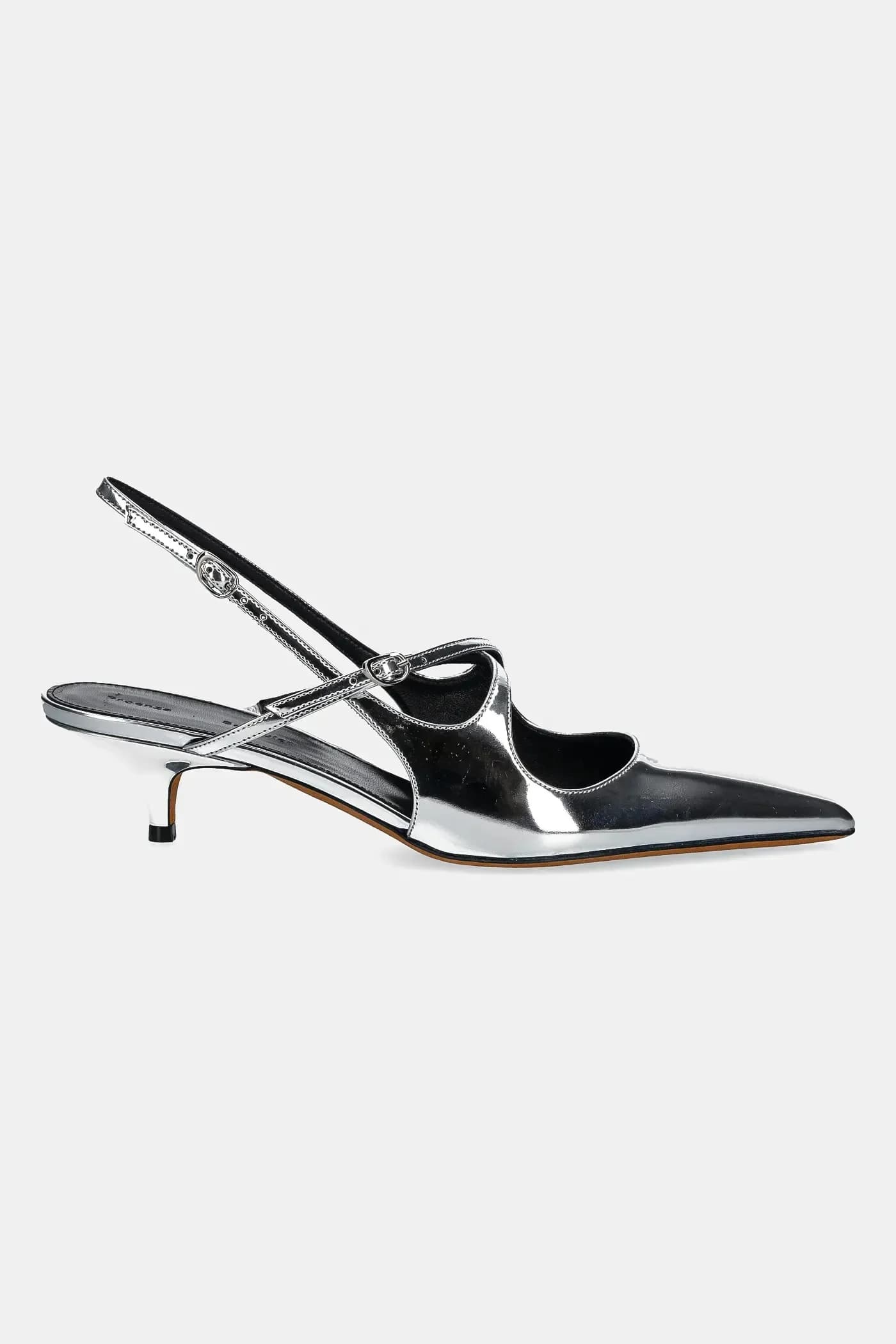 Кожаные туфли на высоком каблуке с разрезом - фото 2