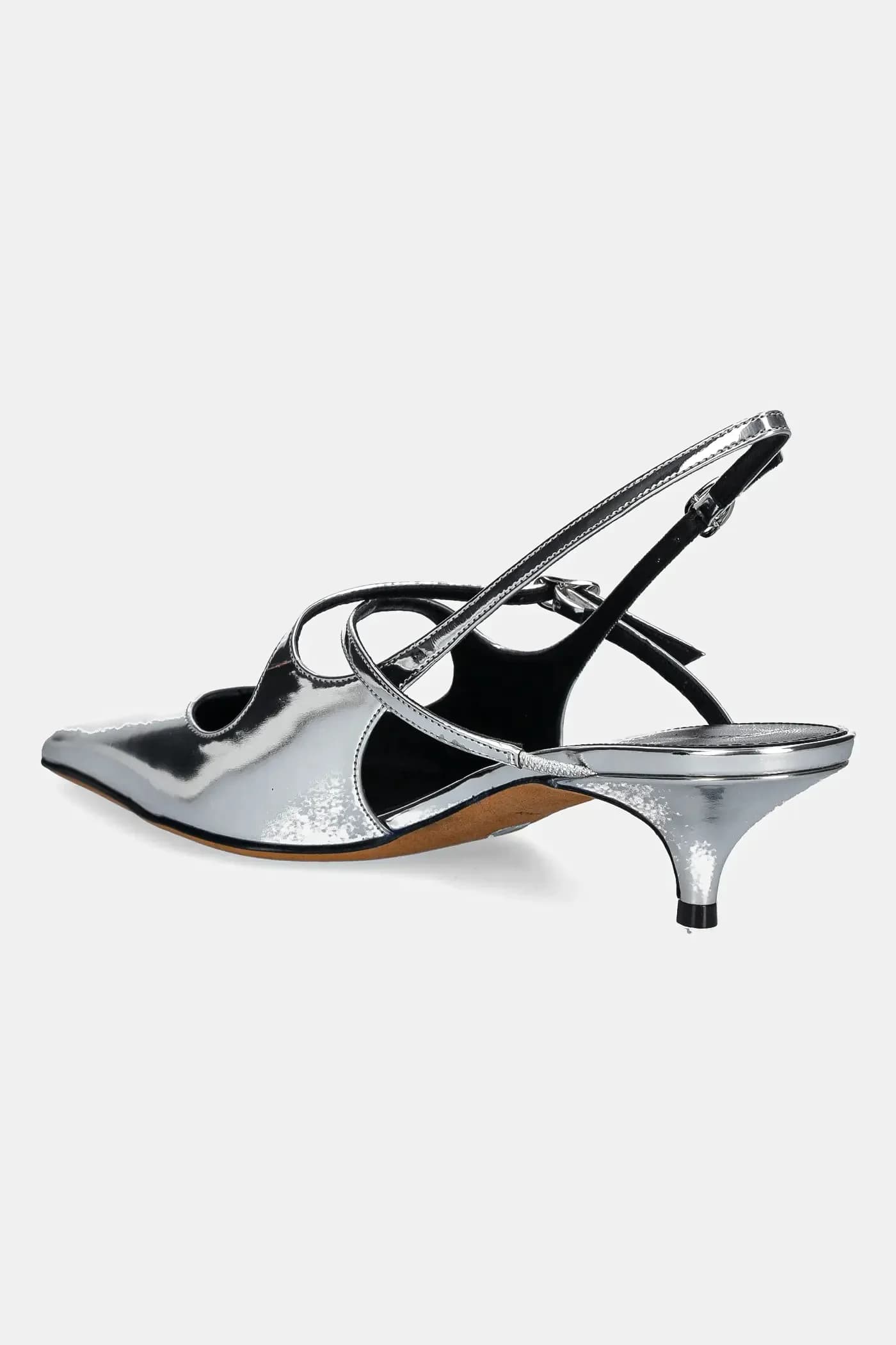 Кожаные туфли на высоком каблуке с разрезом - фото 3