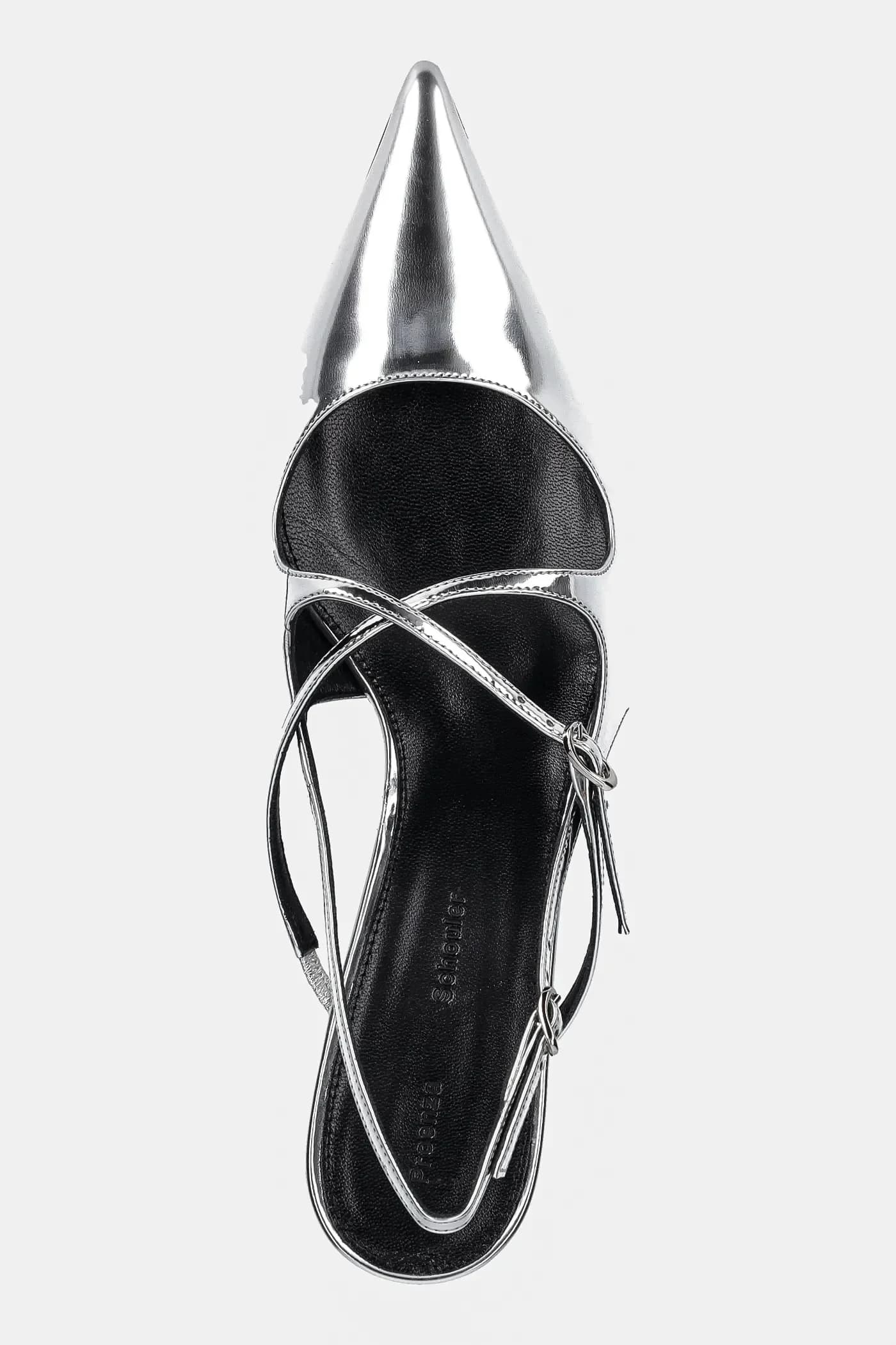 Кожаные туфли на высоком каблуке с разрезом - фото 4