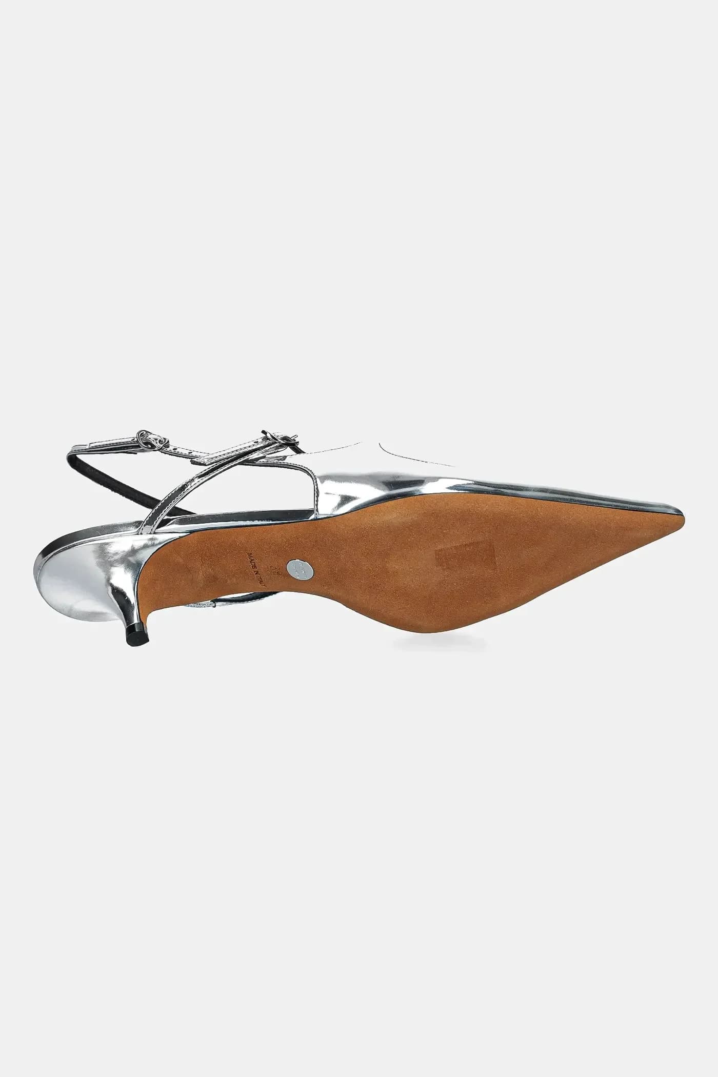 Кожаные туфли на высоком каблуке с разрезом - фото 5