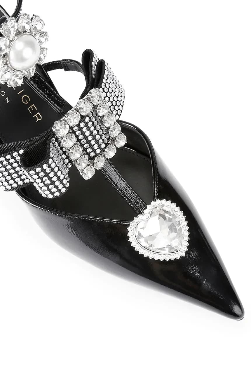 Кожаные туфли Gladiator Court на высоком каблуке с бантом - фото 3