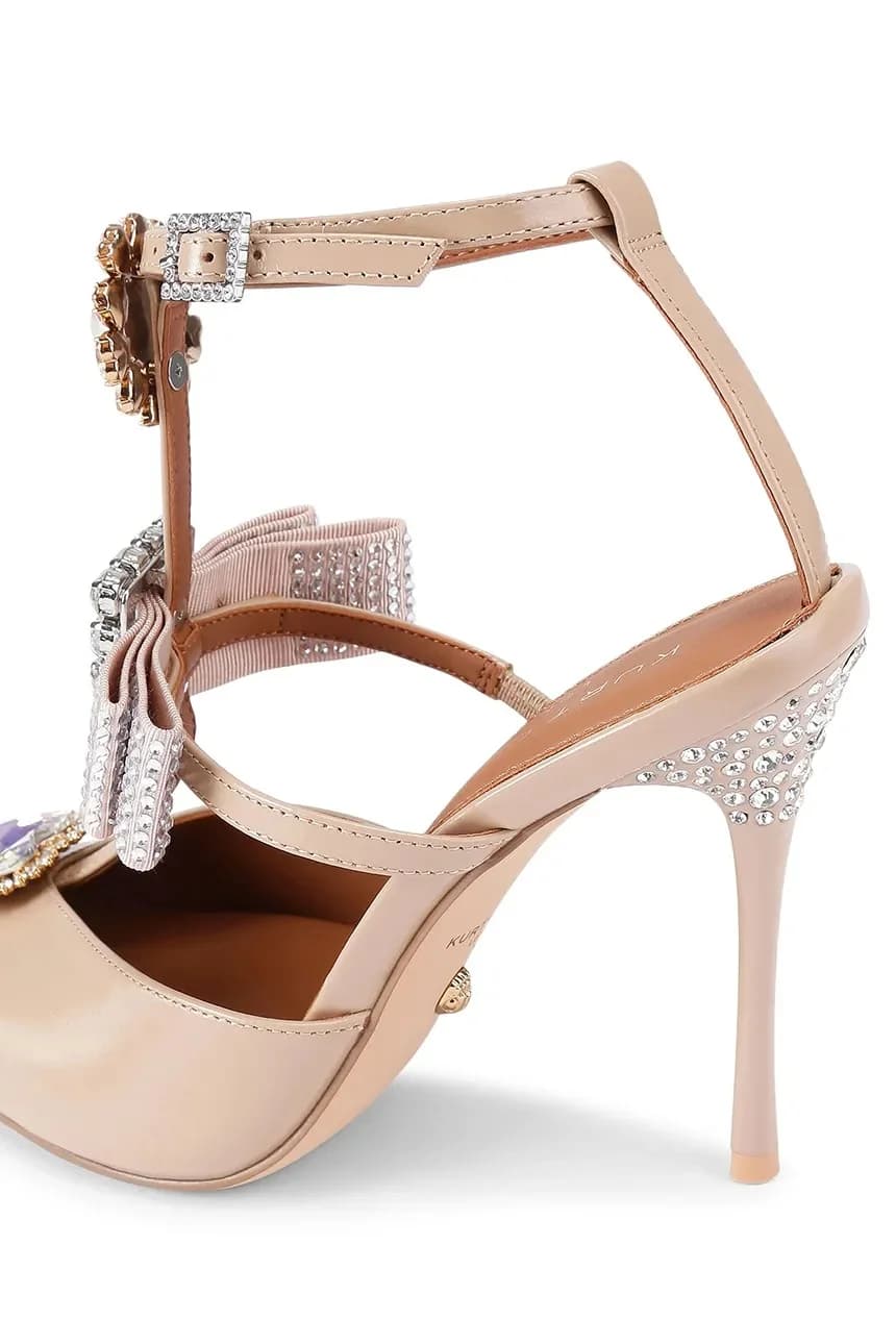 Кожаные туфли Gladiator Court на высоком каблуке с бантом - фото 4