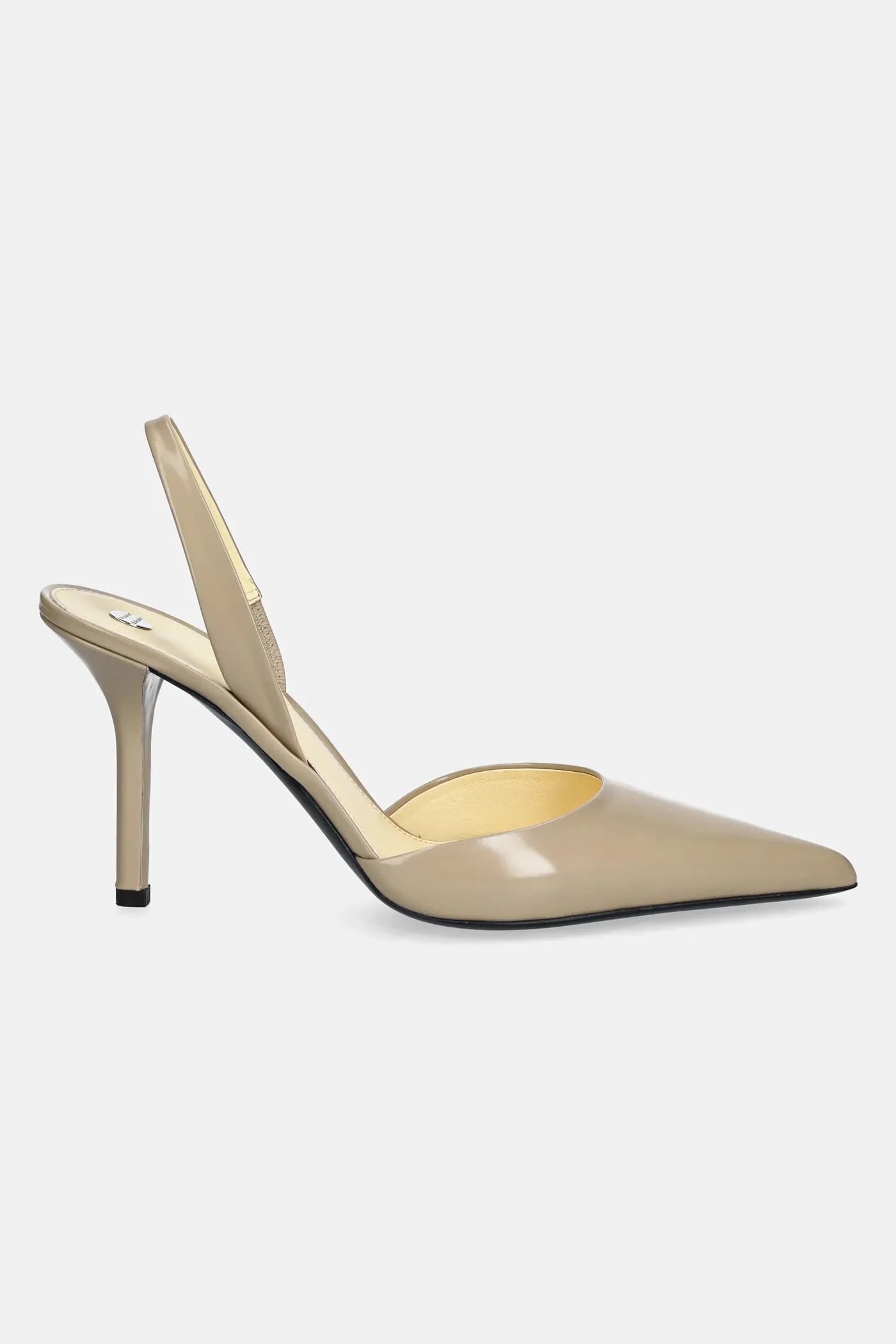 Кожаные туфли на высоком каблуке с разрезом - фото 2