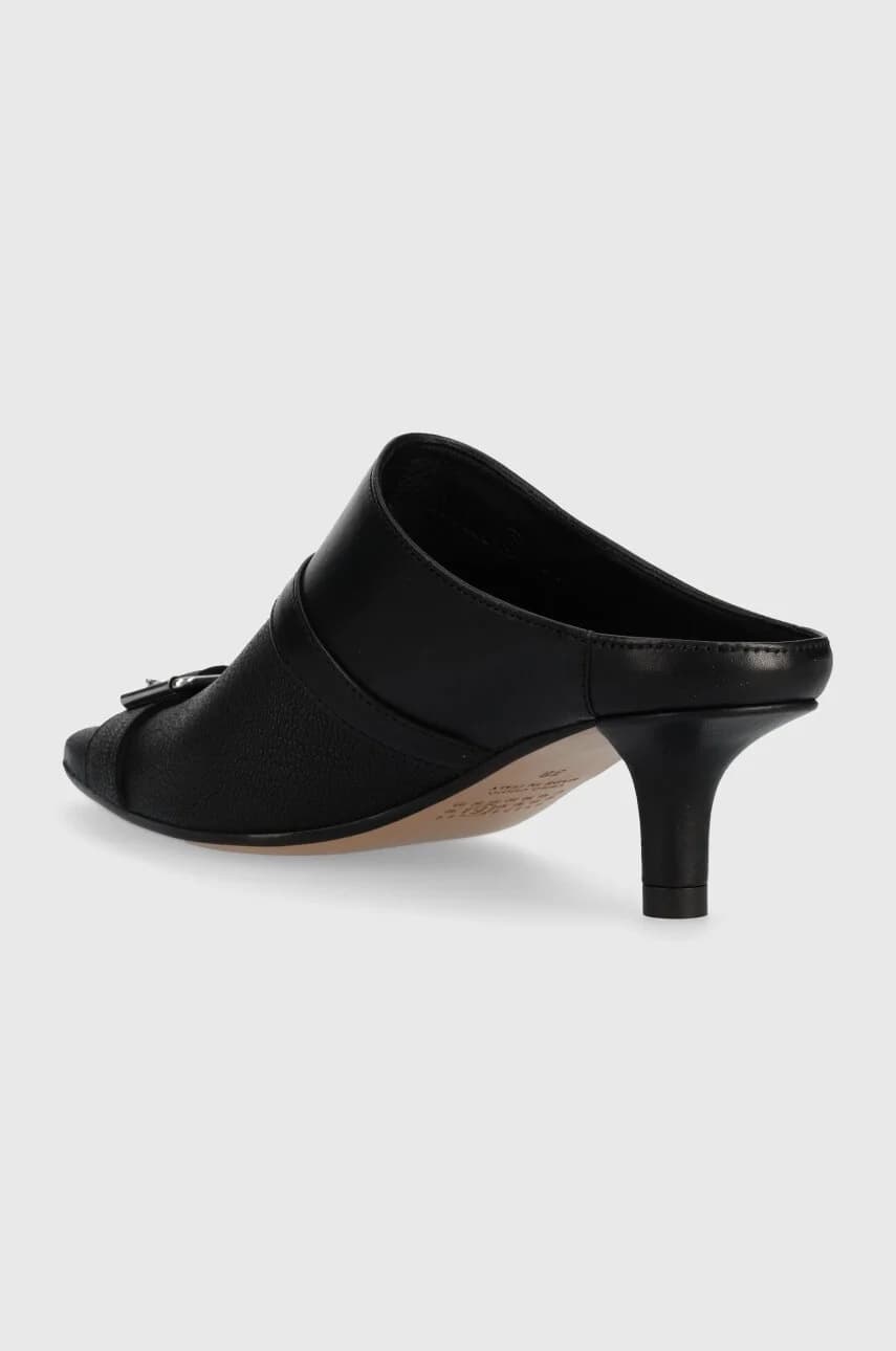 Тапочки кожаные на высоком каблуке - фото 3