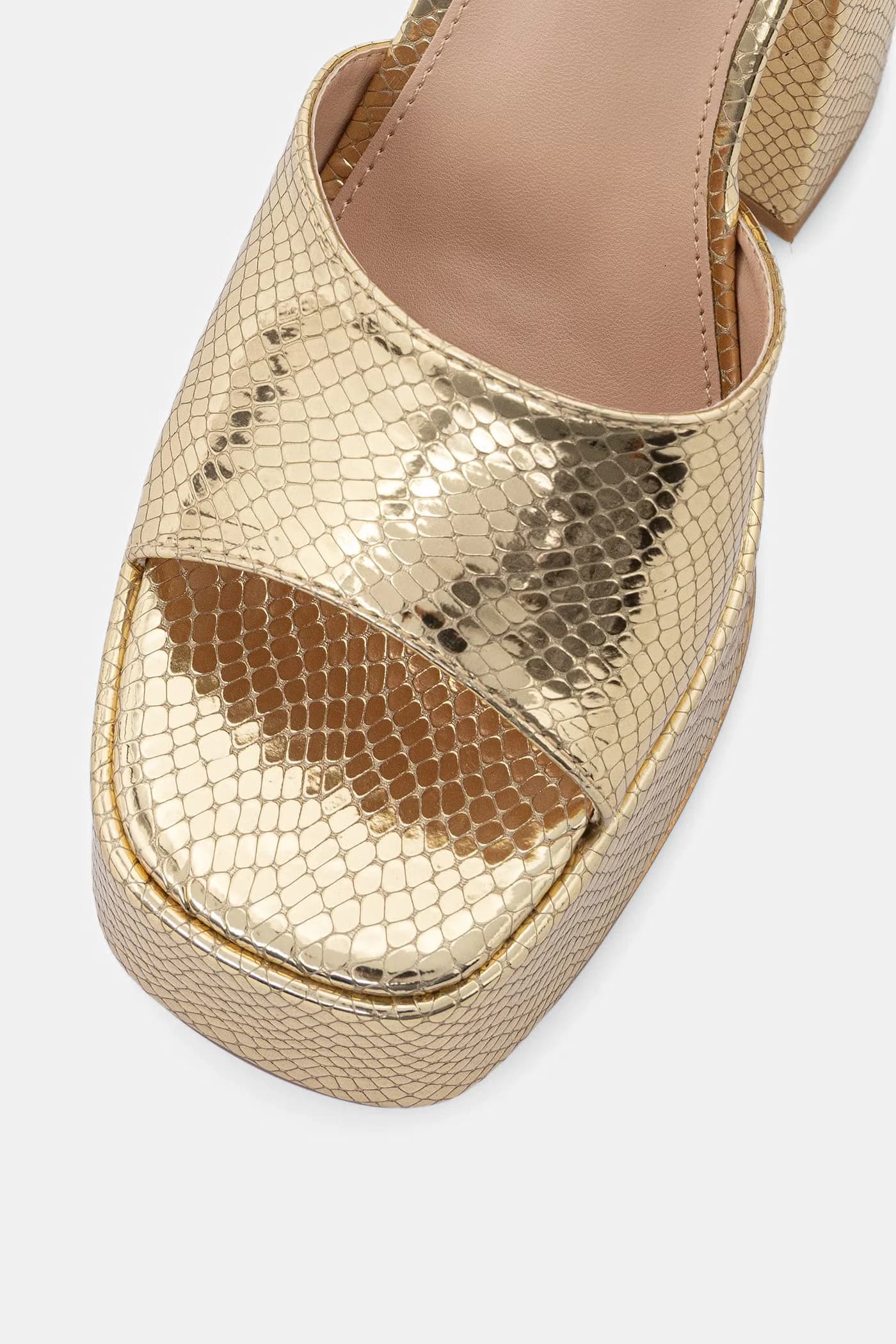 Босоножки Shonen на платформе с золотистым узором Lizard - фото 4
