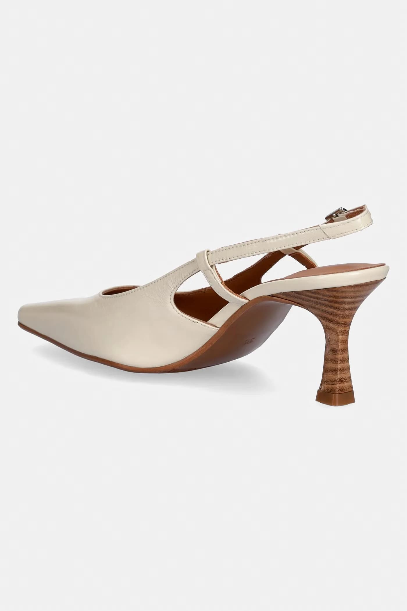 Кожаные туфли на высоком каблуке с открытой пяткой - фото 3