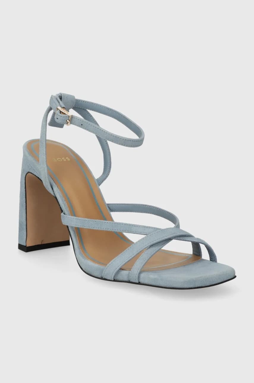 Розовые замшевые босоножки - фото 2