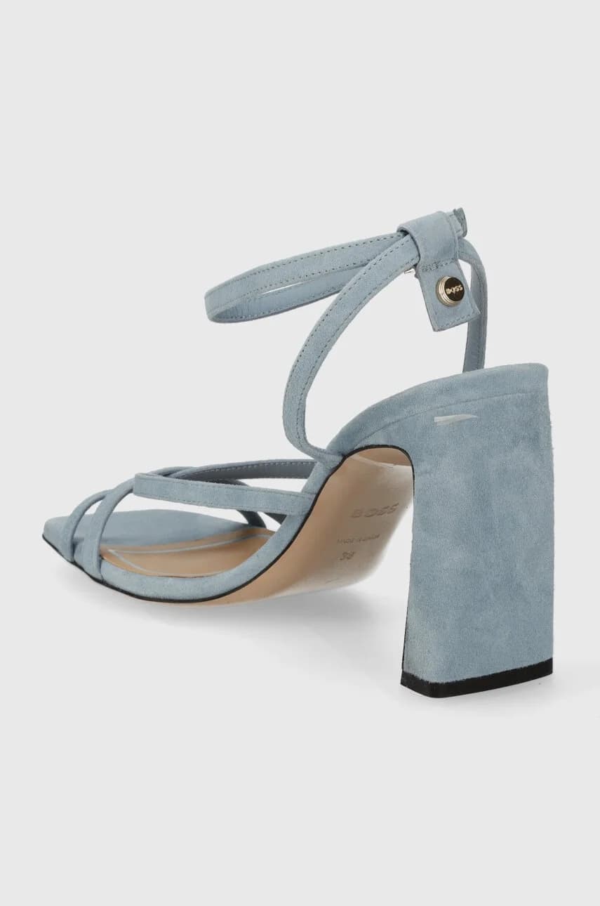 Розовые замшевые босоножки - фото 3