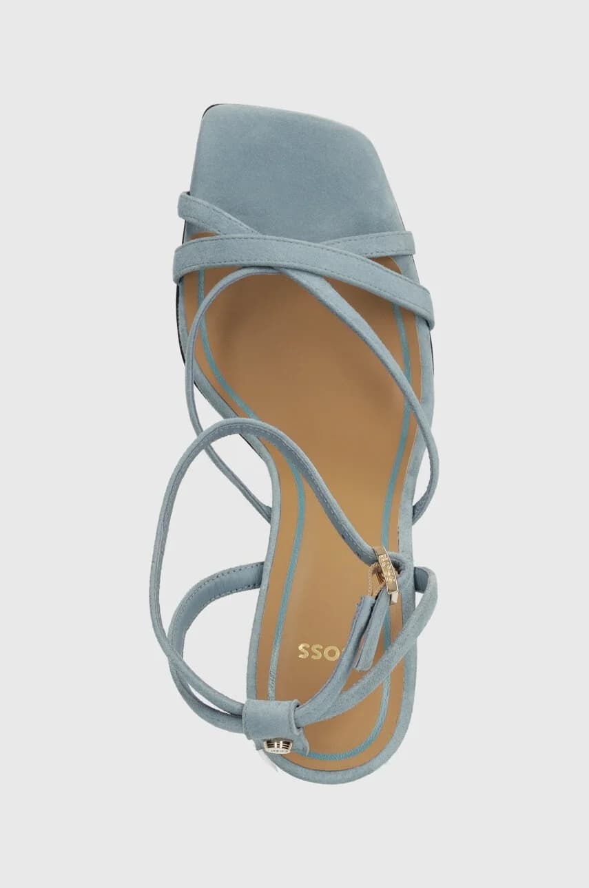 Розовые замшевые босоножки - фото 4