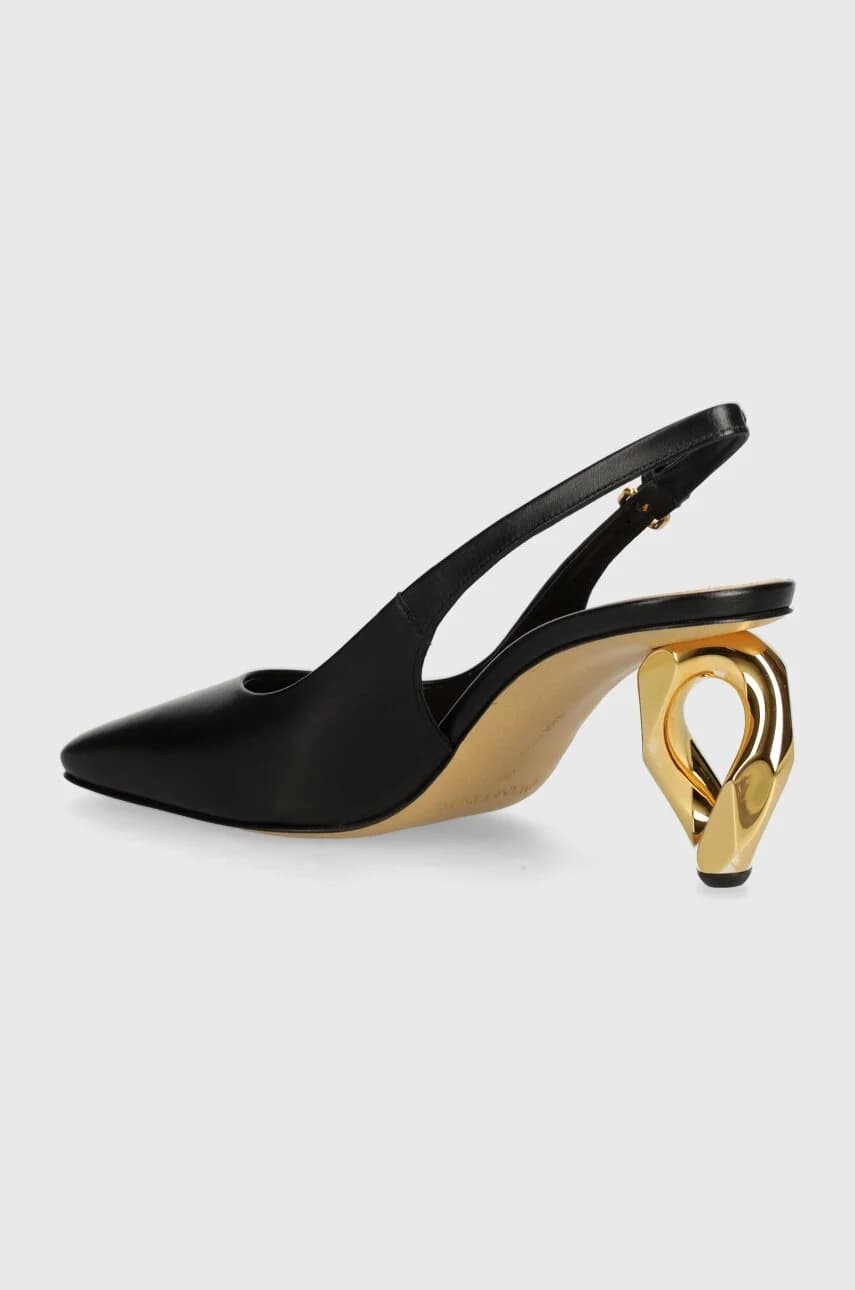 кожаные туфли на каблуке с цепочкой - фото 3