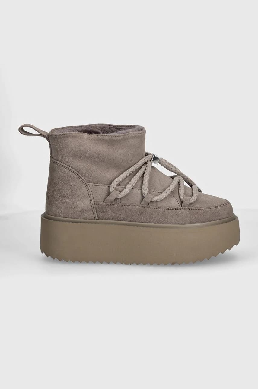 Классические замшевые зимние ботинки на низкой платформе - фото 2