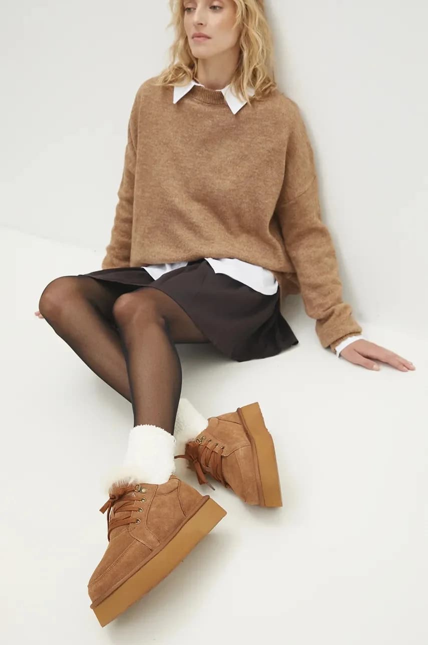 Замшевые зимние ботинки