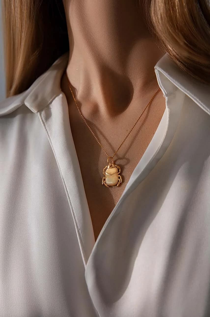 Позолоченный кулон скарабей - фото 3