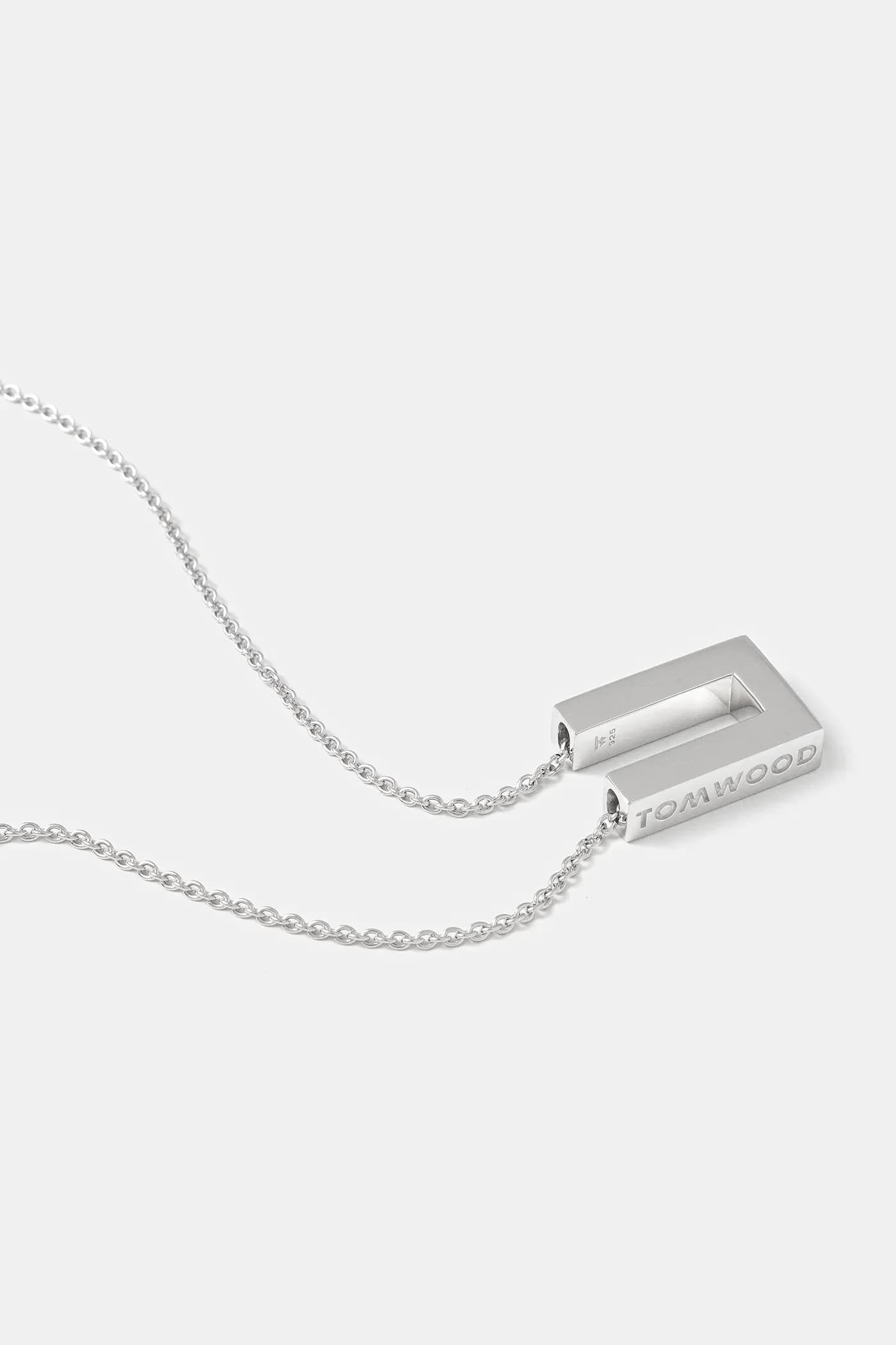Серебряное квадратное колье с подвеской - фото 2