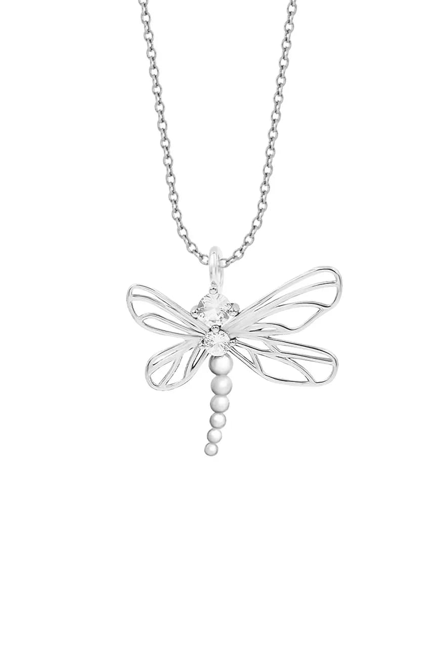 Посеребренное колье Стрекоза