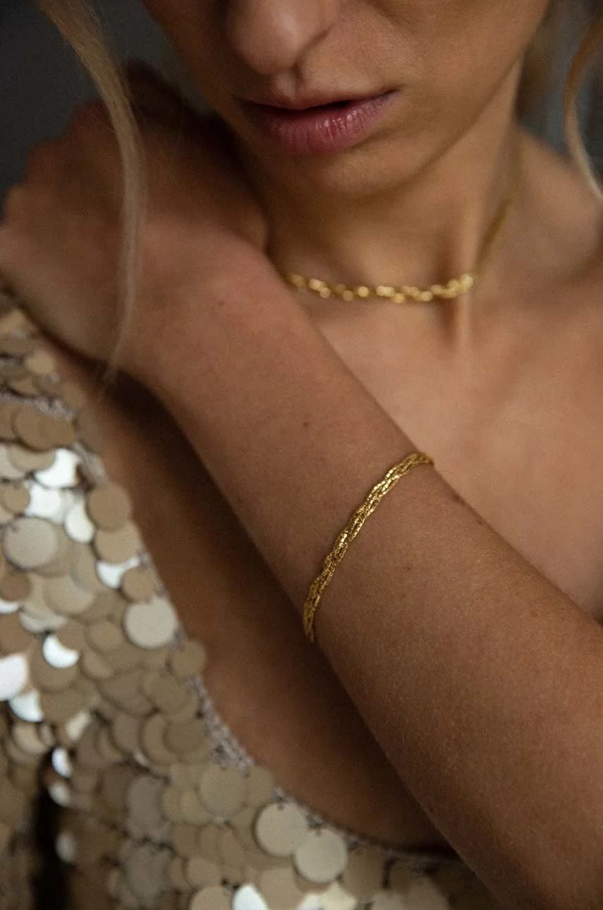 Винтажный позолоченный серебряный браслет - фото 2