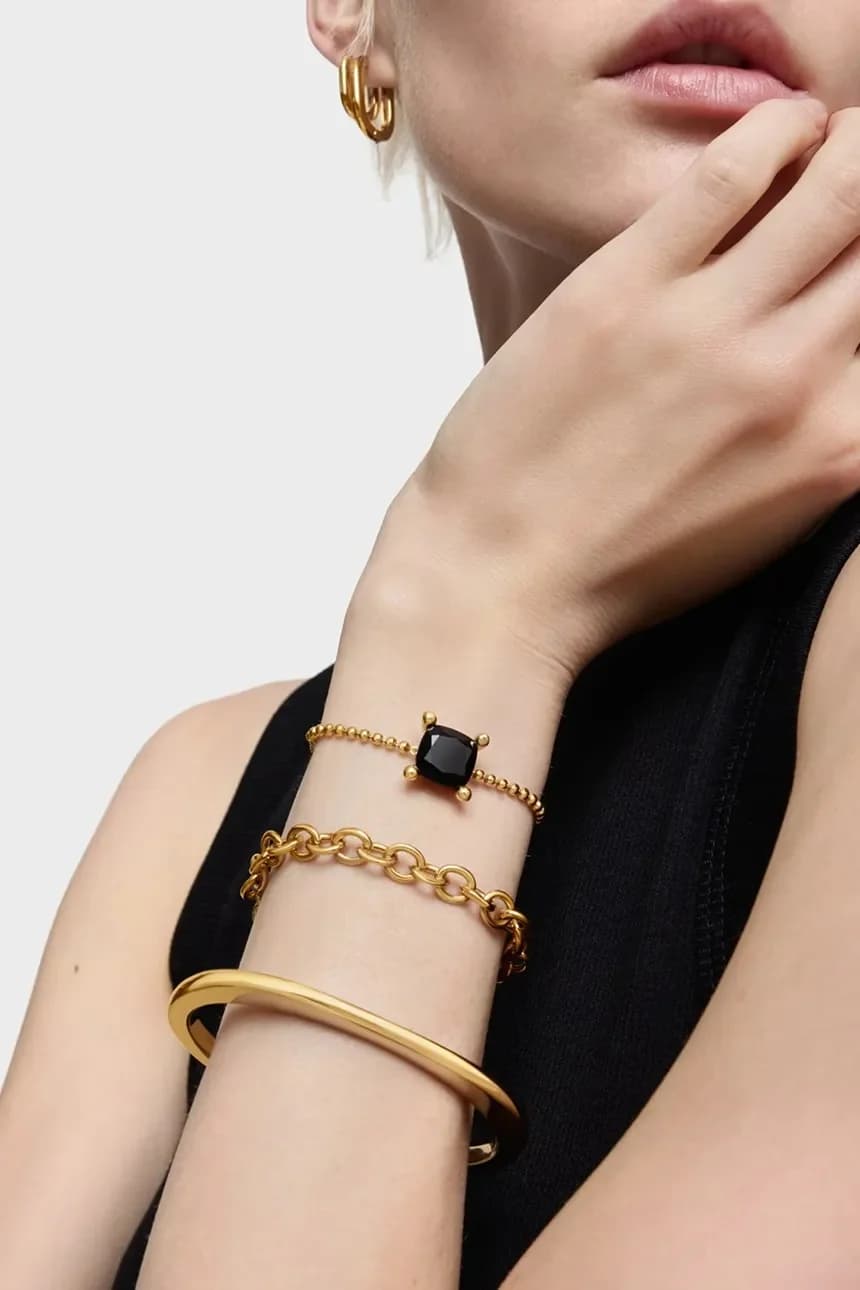 Цвет: Серебряный браслет с черным позолотой. - фото 4