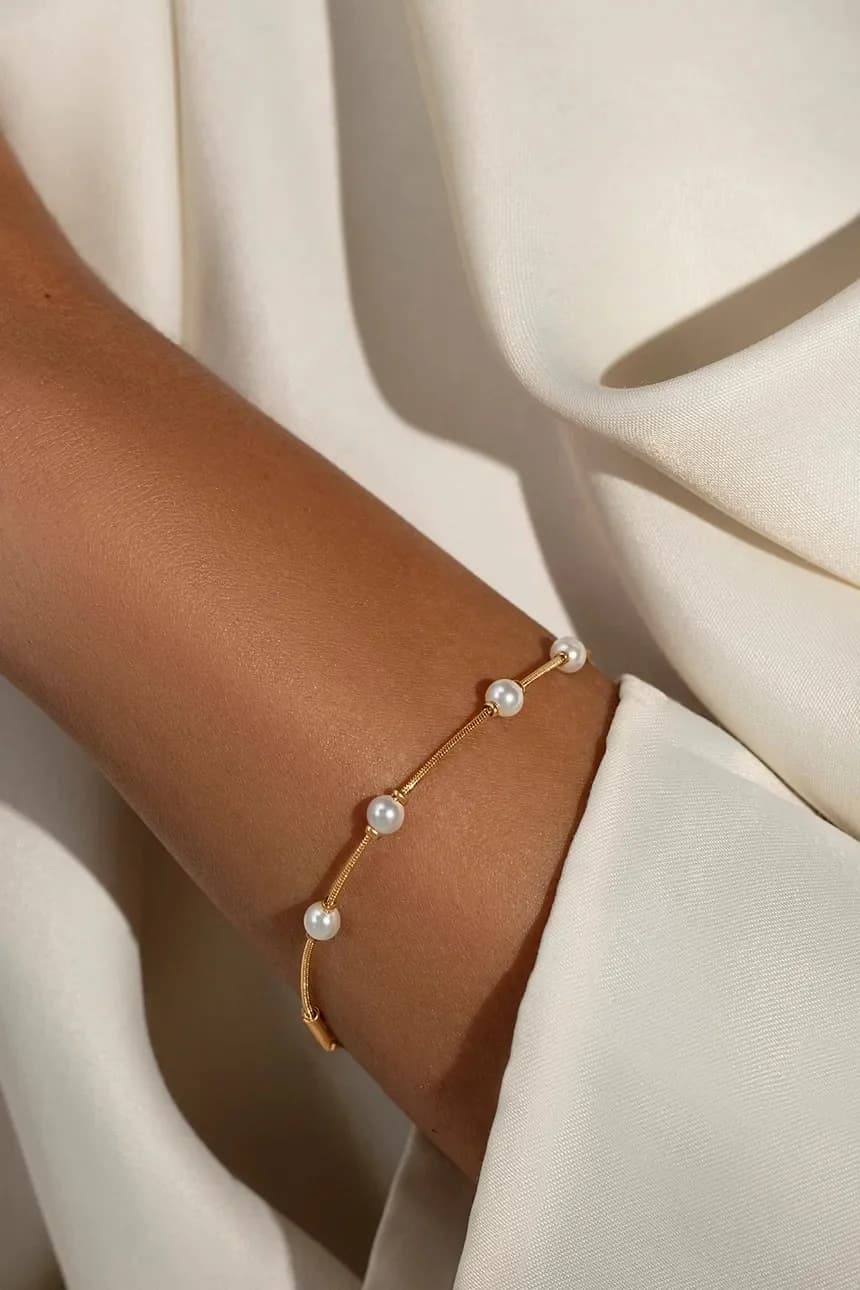 Позолоченный браслет с жемчугом - фото 2
