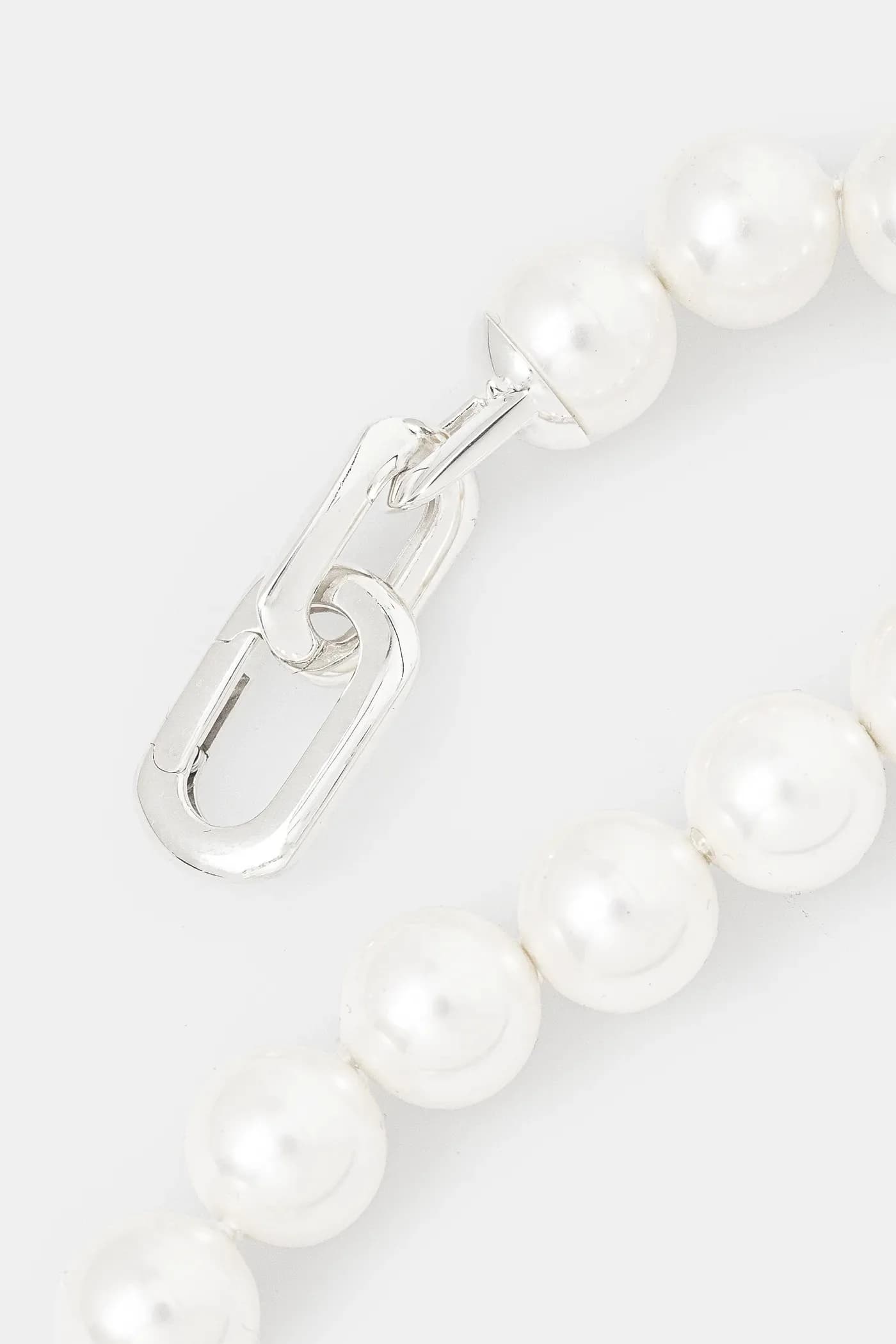 Серебряный браслет с жемчугом и замком - фото 2