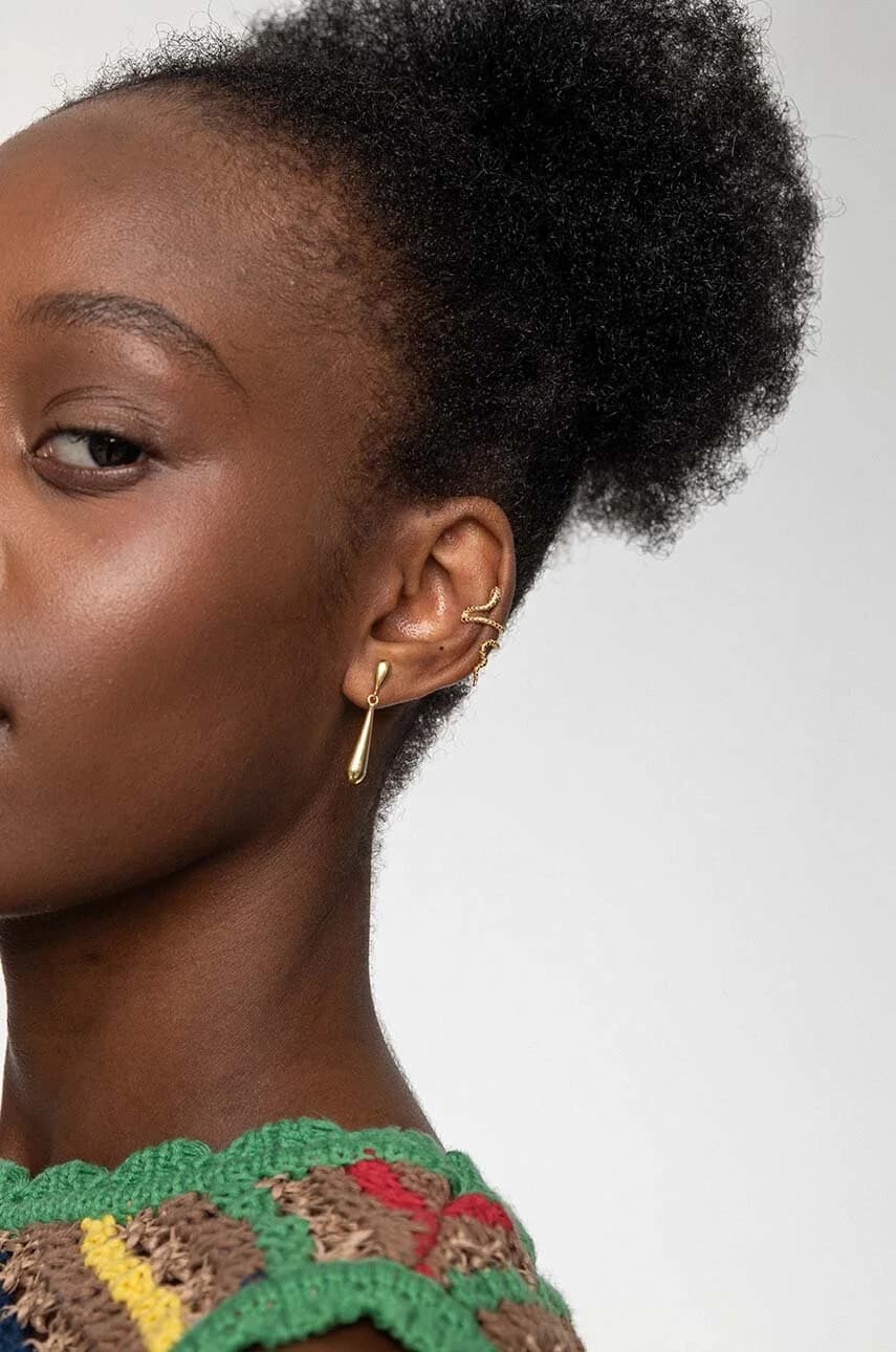 ВИНТАЖНАЯ позолоченная серебряная серьга - фото 4