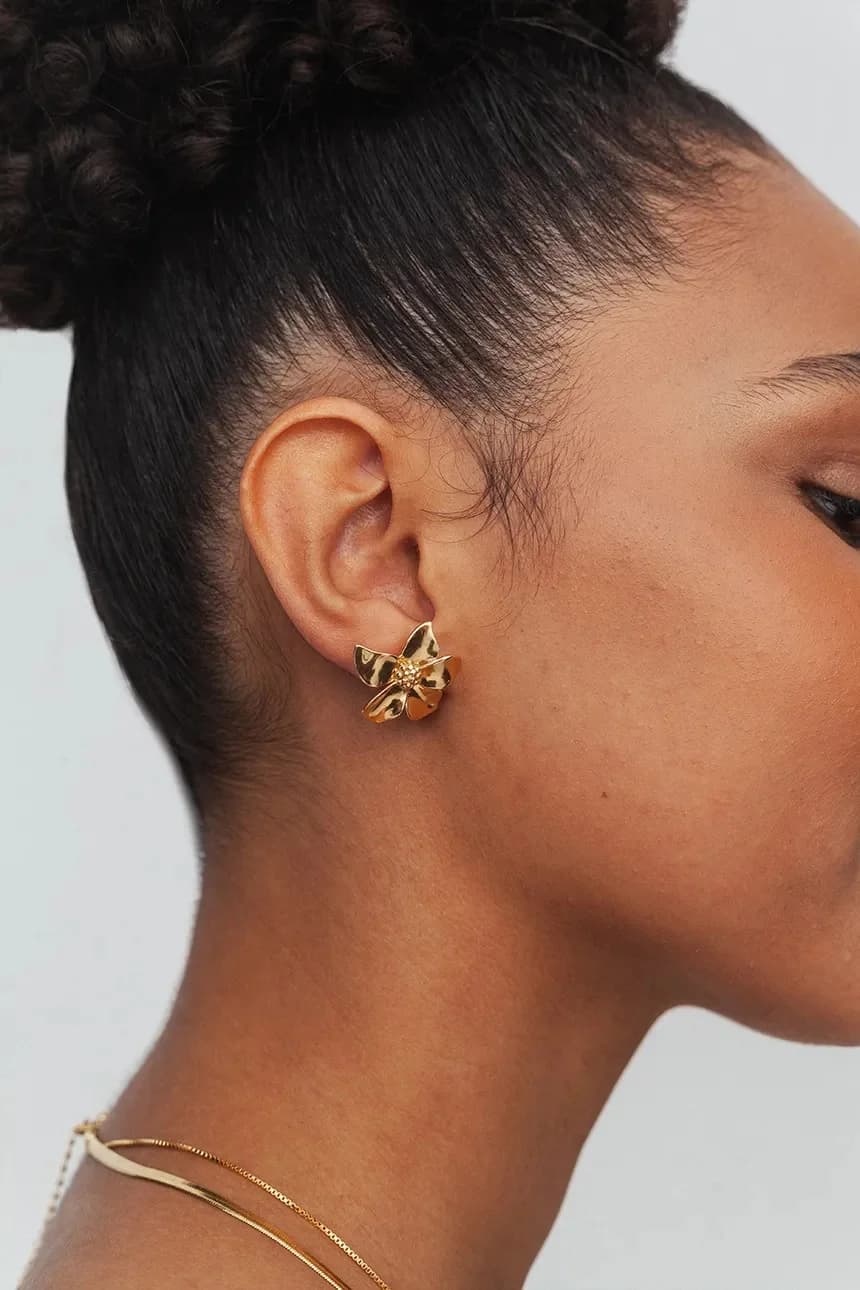 Позолоченные серебряные серьги - фото 3