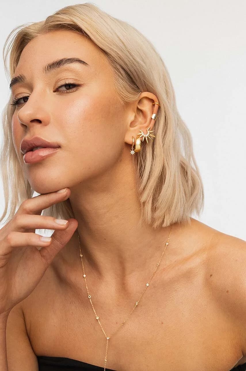 позолоченные серебряные серьги SKY - фото 5