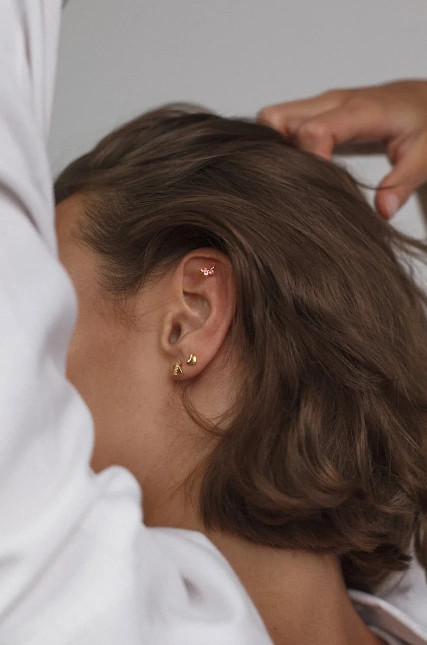 Позолоченная серебряная серьга Piercing Rock It - фото 2