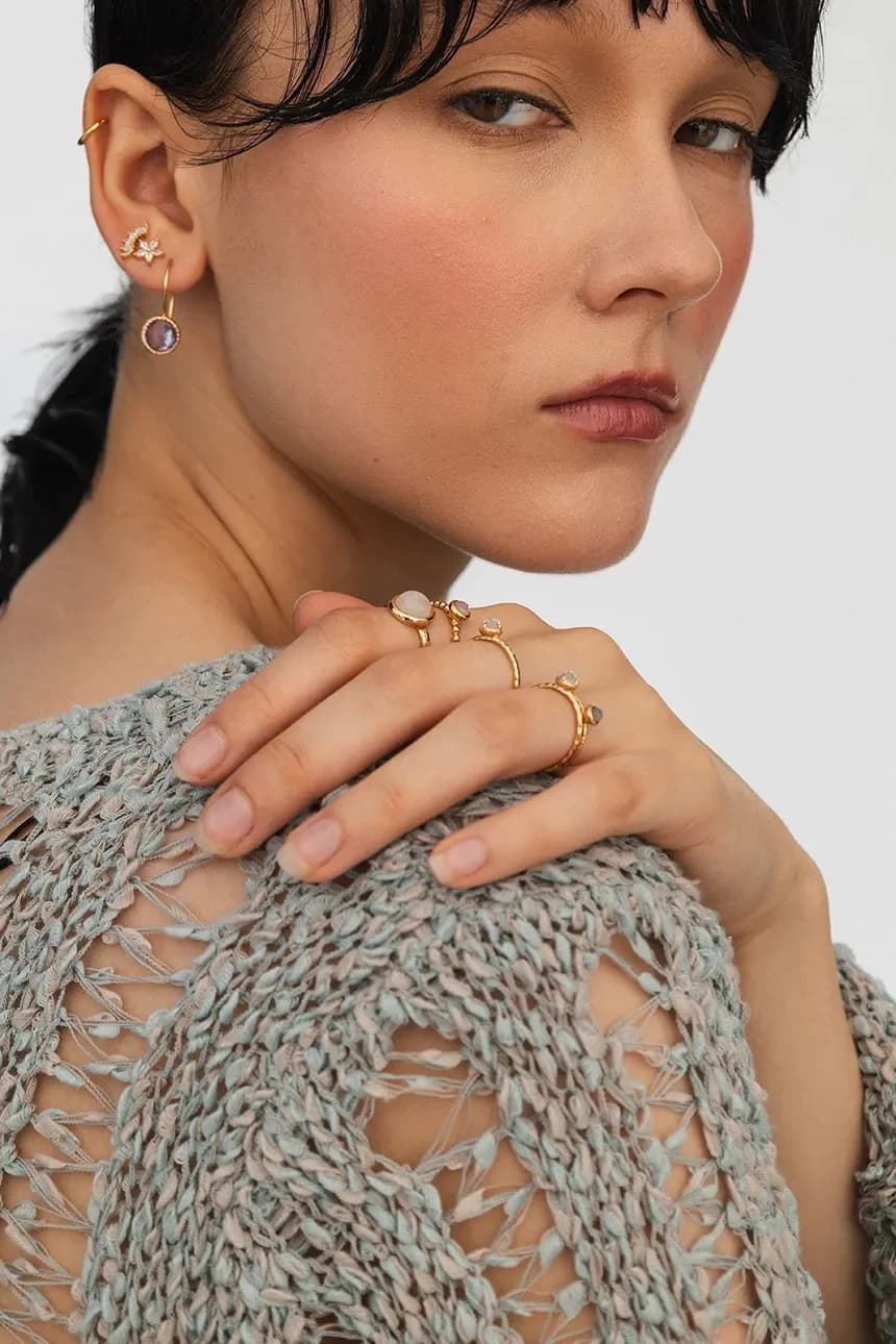 серебряные серьги DUO с позолотой - фото 5