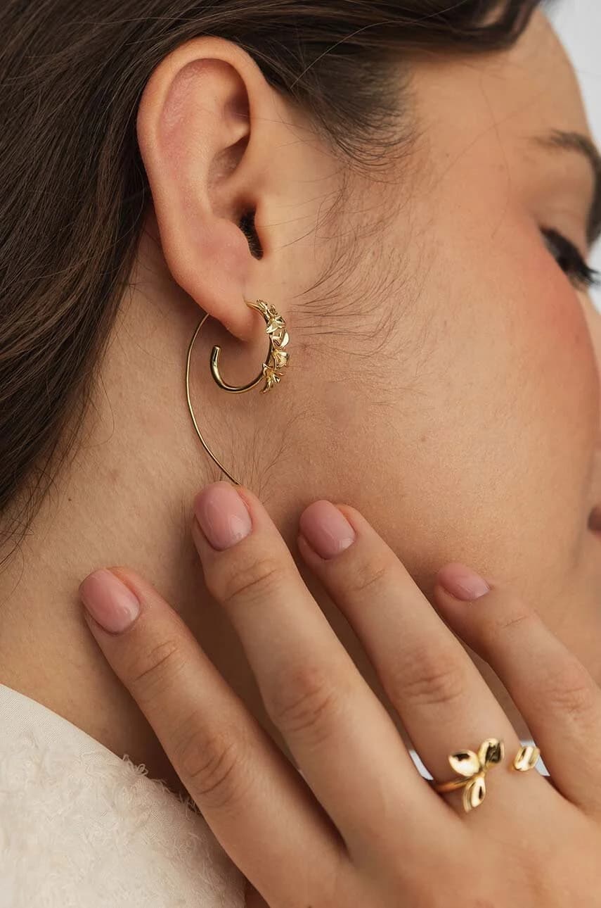 Позолоченные серебряные серьги ХИППИ - фото 4